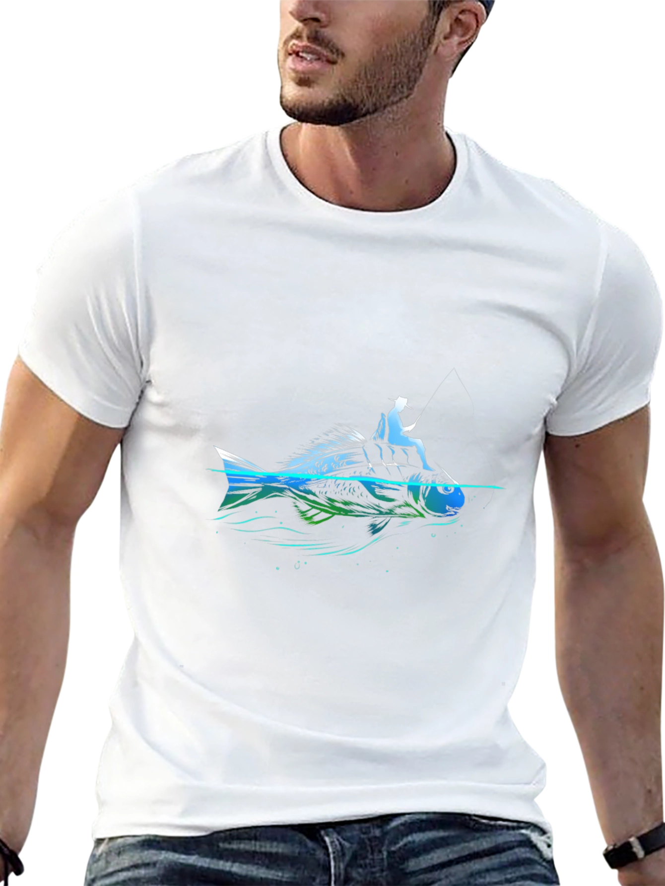 Fishing Graphic T-Shirt - Black Cotton Tee