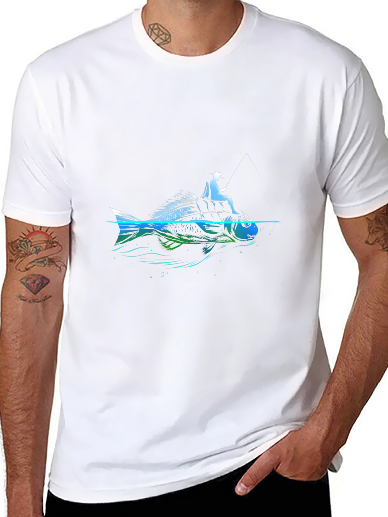 Fishing Graphic T-Shirt - Black Cotton Tee