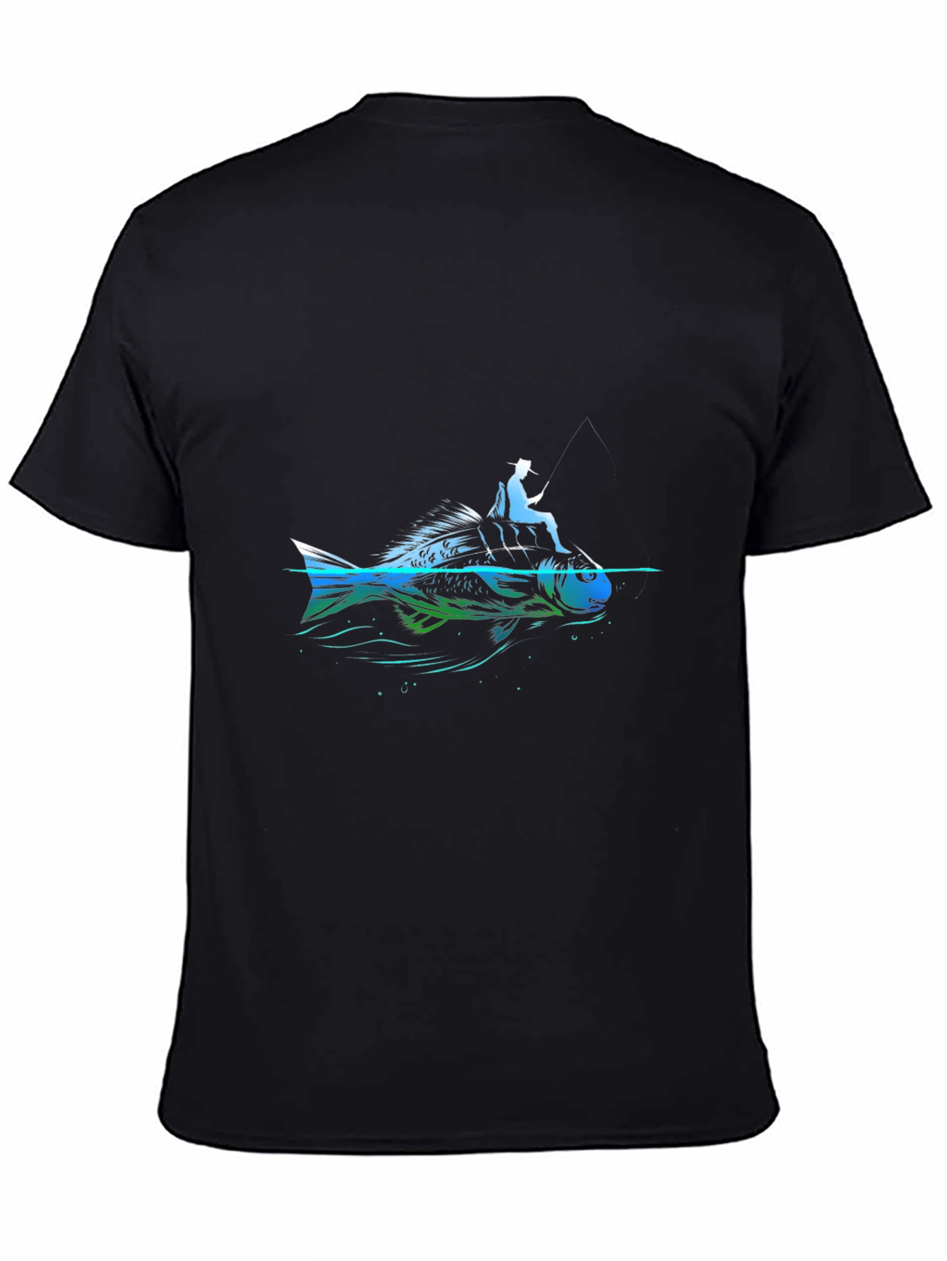Fishing Graphic T-Shirt - Black Cotton Tee