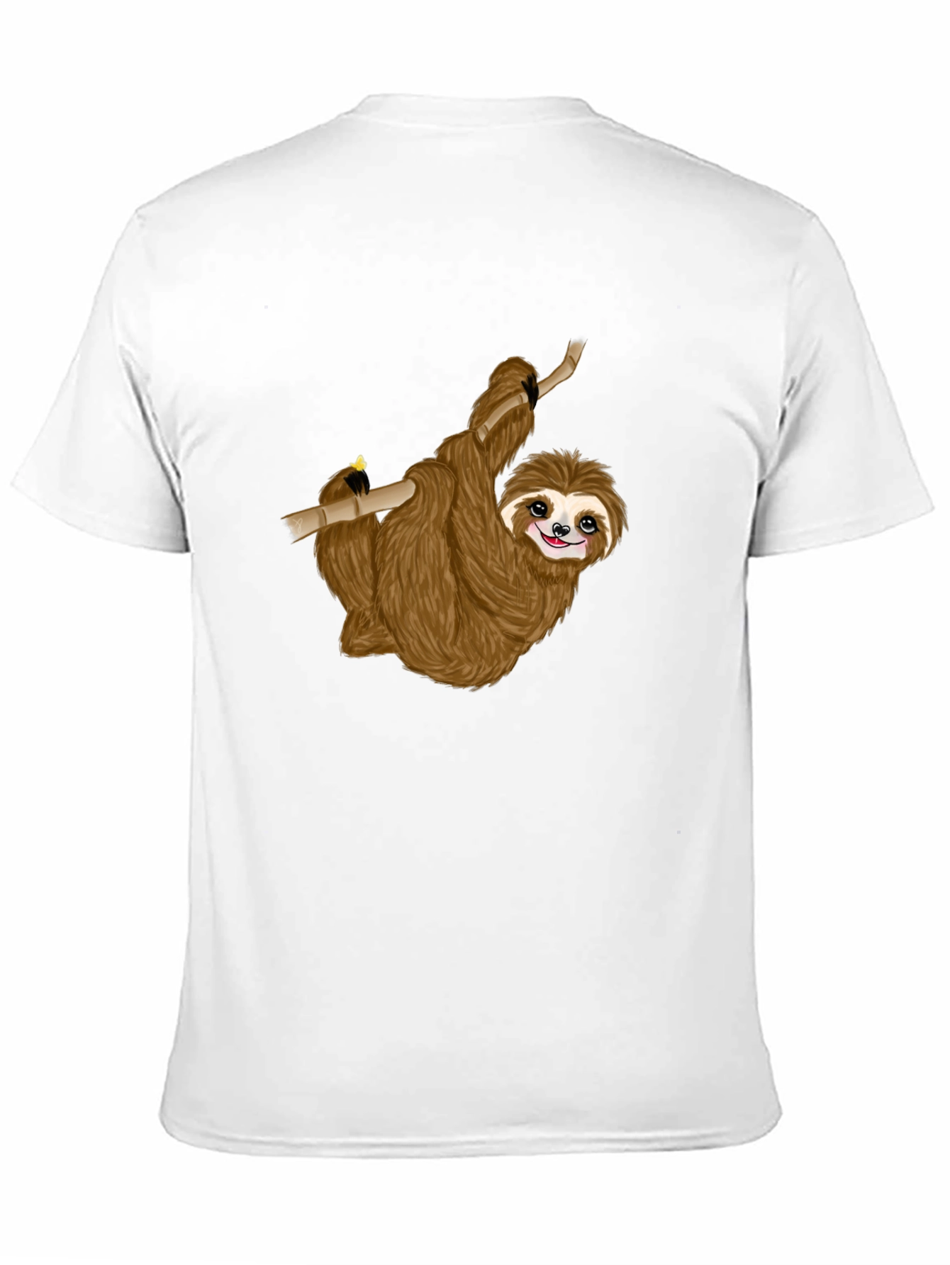 Cute Sloth on Branch Black T-Shirt