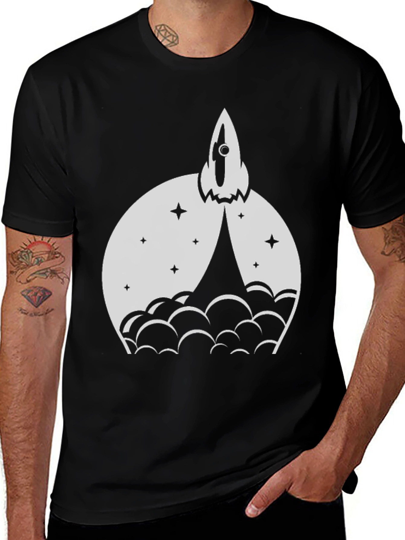 Rocket Launch Graphic Tee - Black Cotton Blend