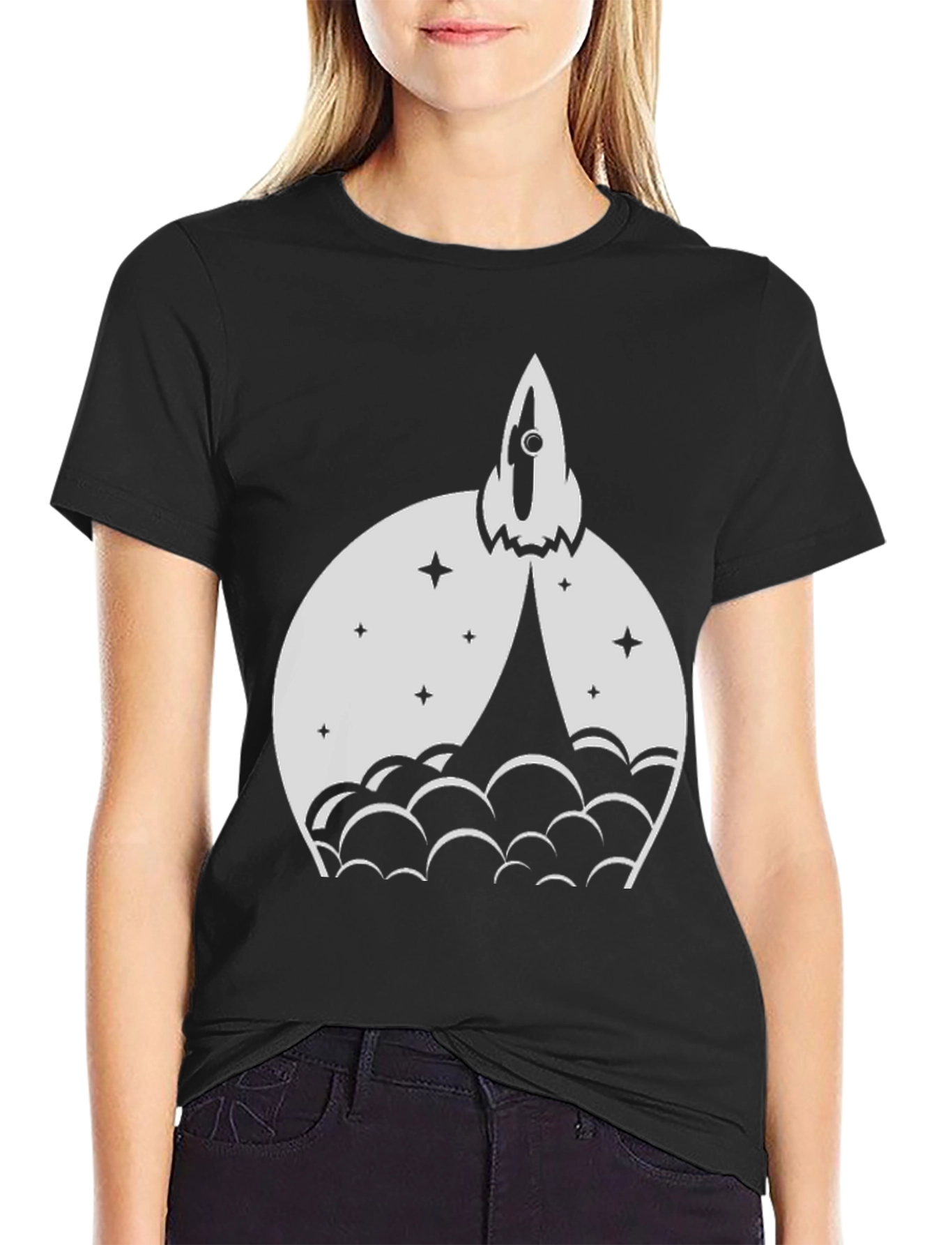 Rocket Launch Graphic Tee - Black Cotton Blend