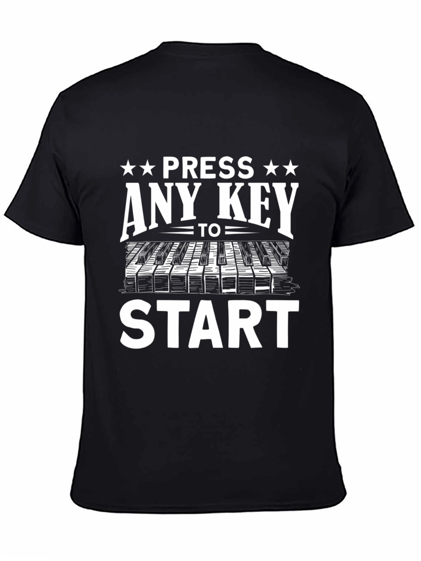Press Any Key to Start Black Graphic T-Shirt