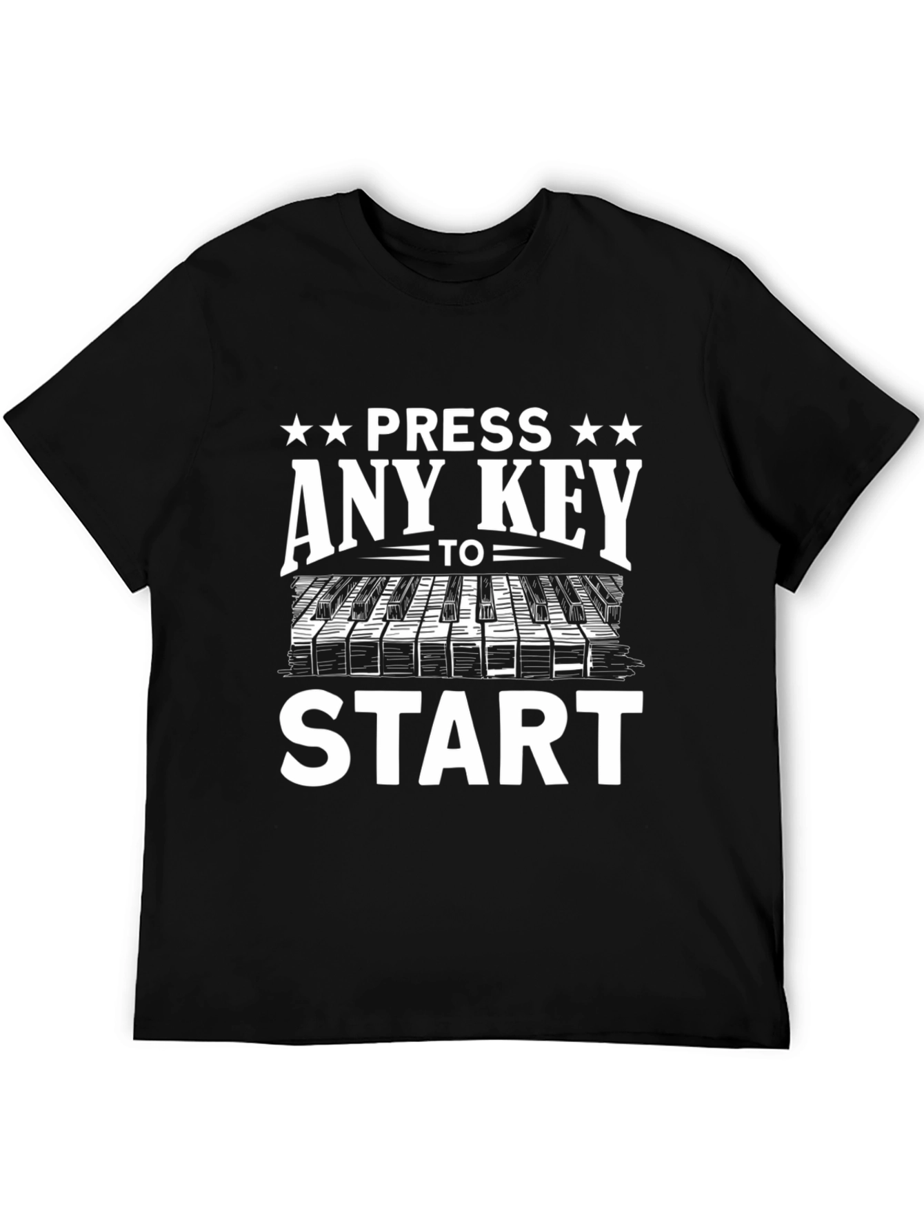 Press Any Key to Start Black Graphic T-Shirt