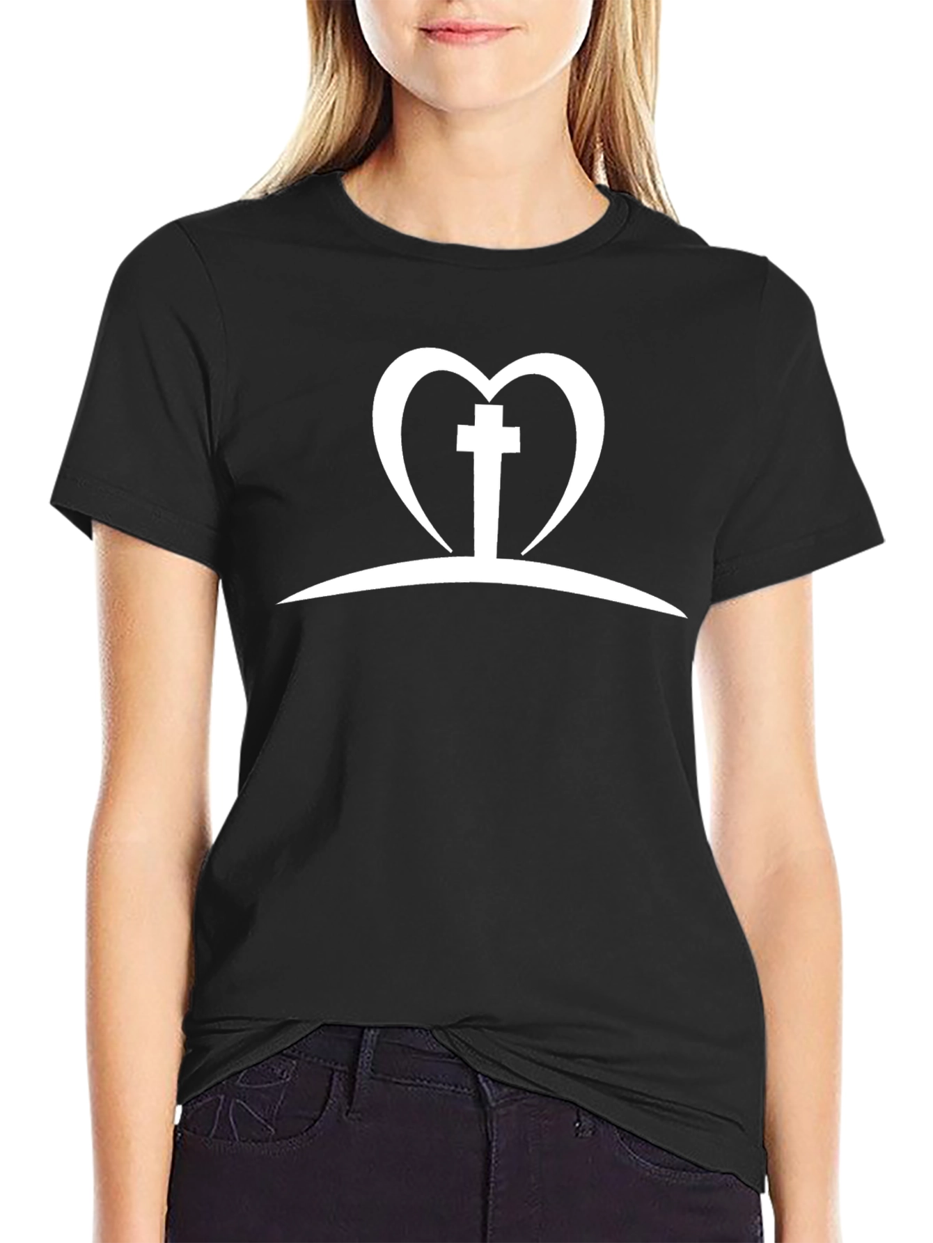 Faithful Heart Cross Graphic T-Shirt