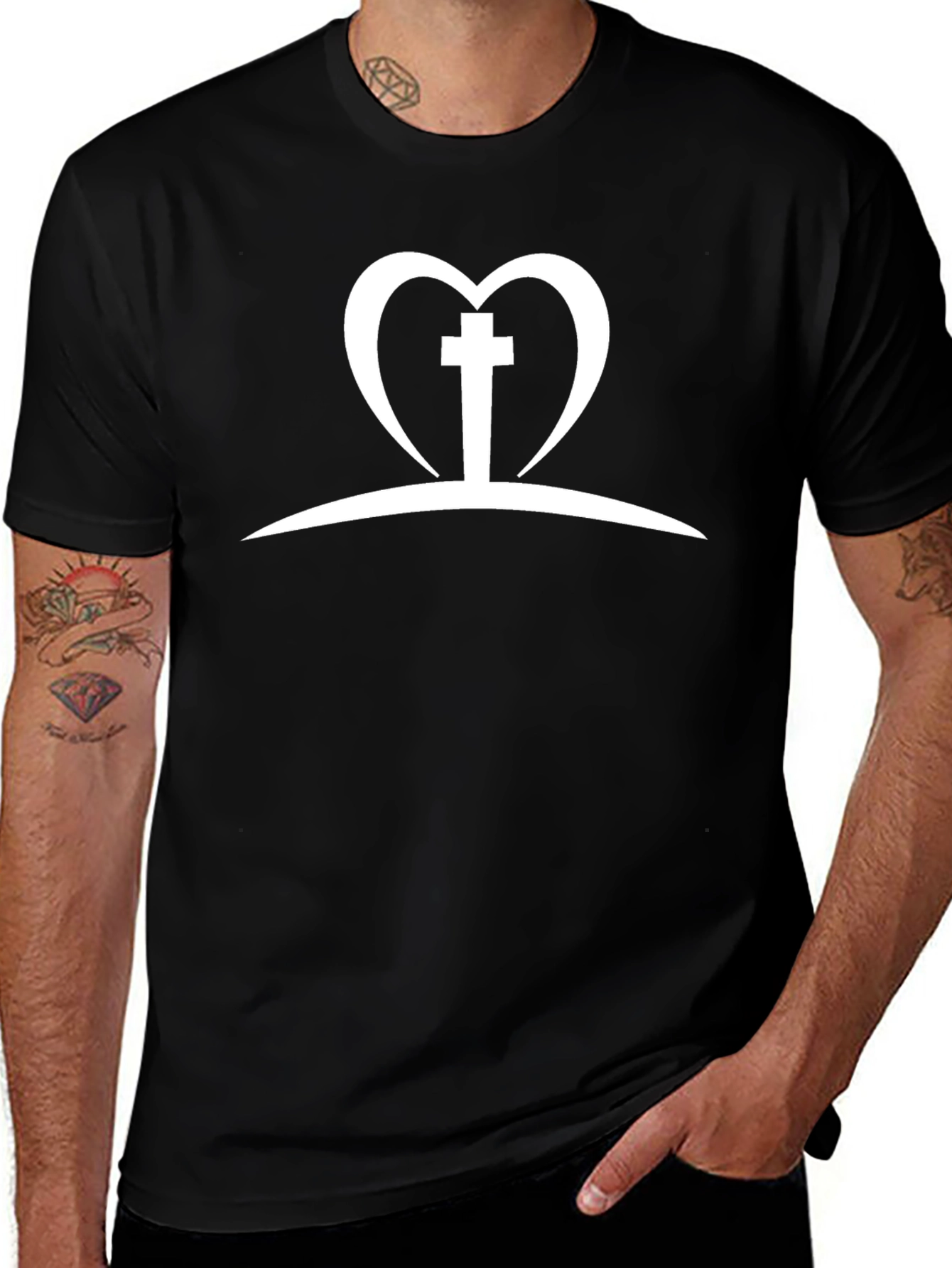 Faithful Heart Cross Graphic T-Shirt