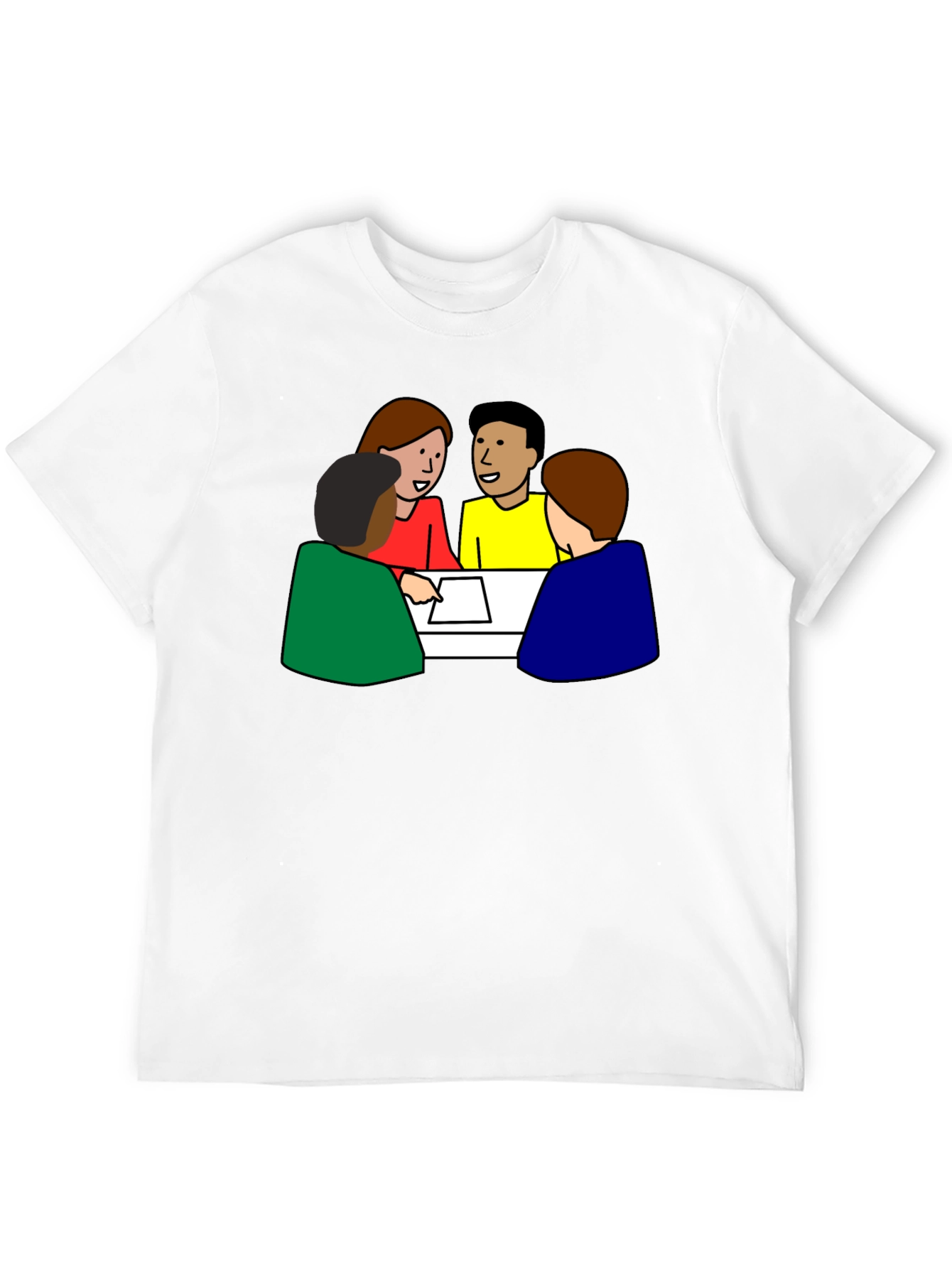 Meeting Tee: People Around Table Graphic T-Shirt