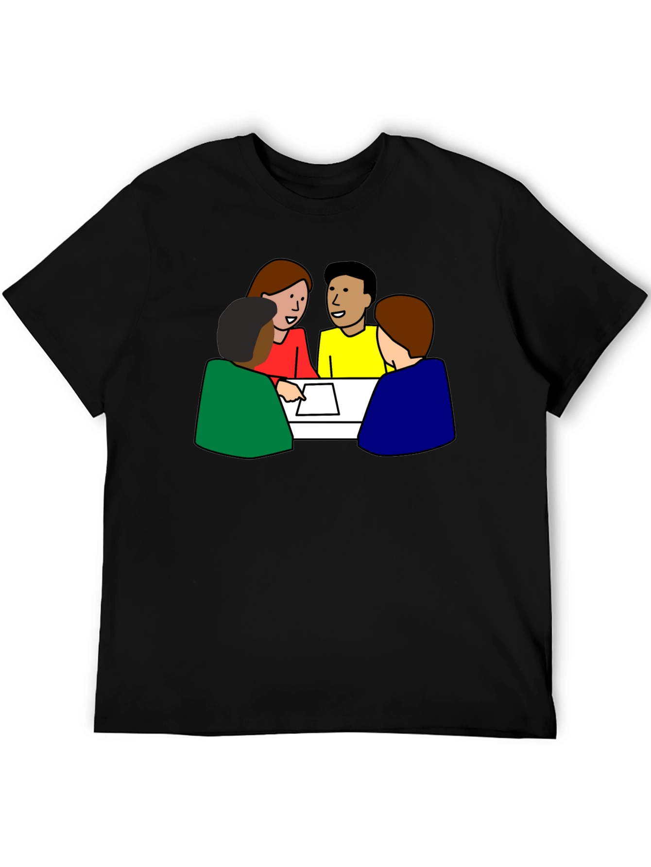 Meeting Tee: People Around Table Graphic T-Shirt