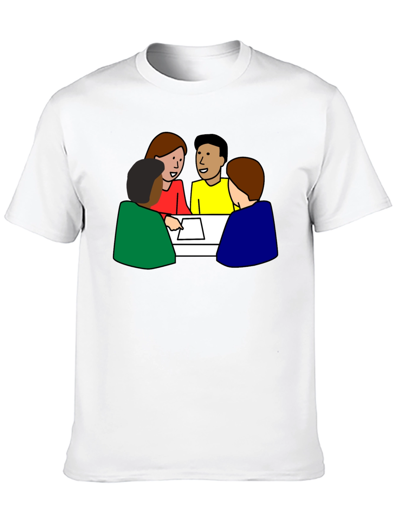 Meeting Tee: People Around Table Graphic T-Shirt