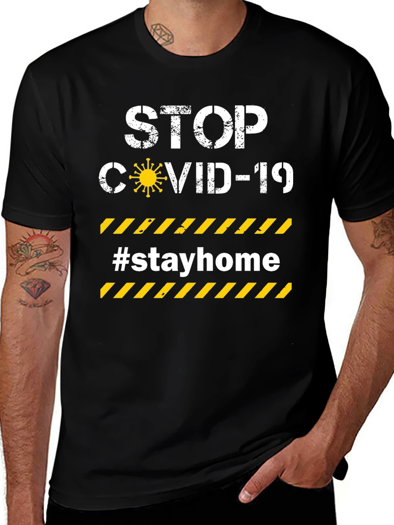 Stop Covid-19 #Stayhome Graphic T-Shirt