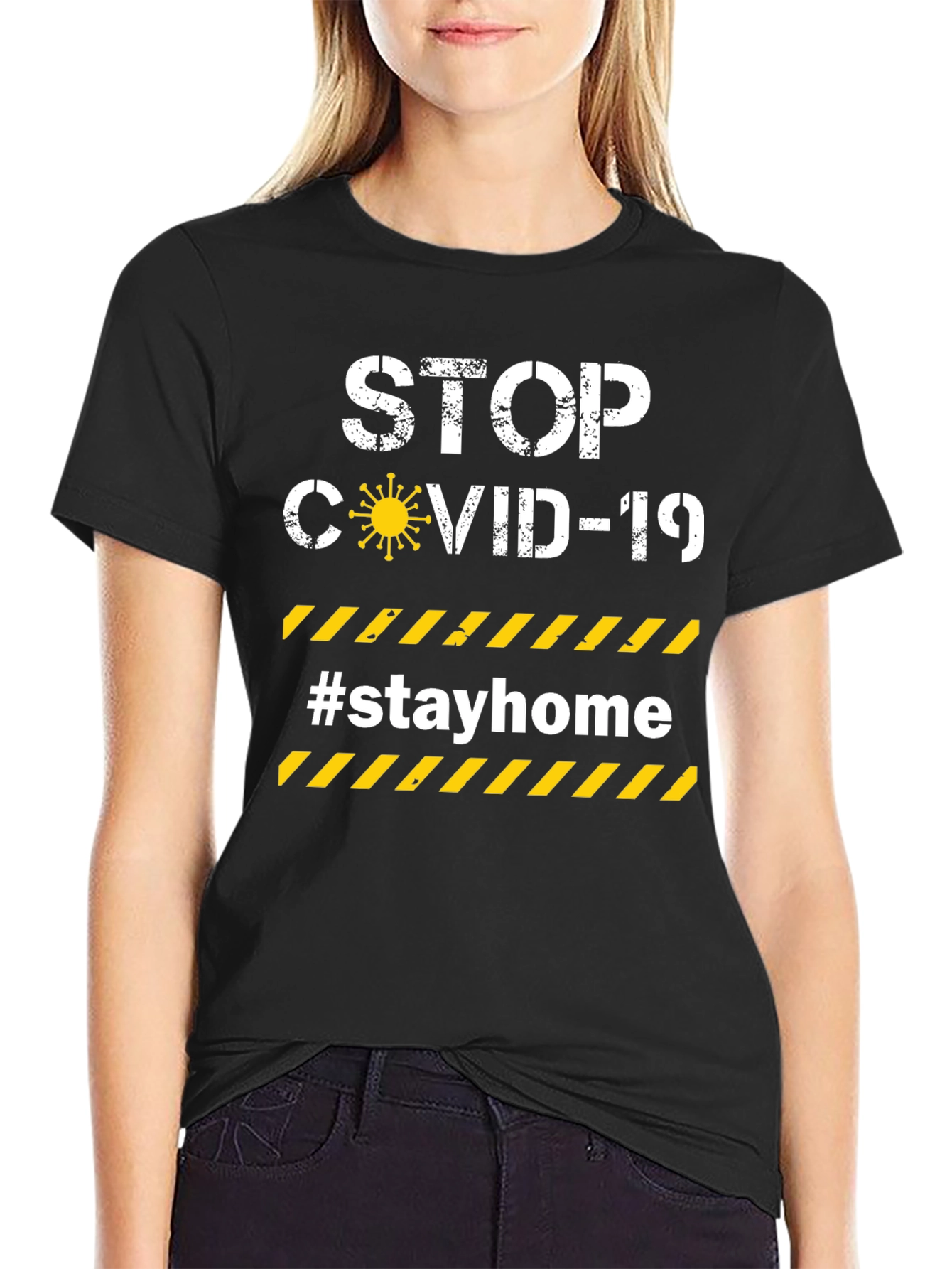 Stop Covid-19 #Stayhome Graphic T-Shirt