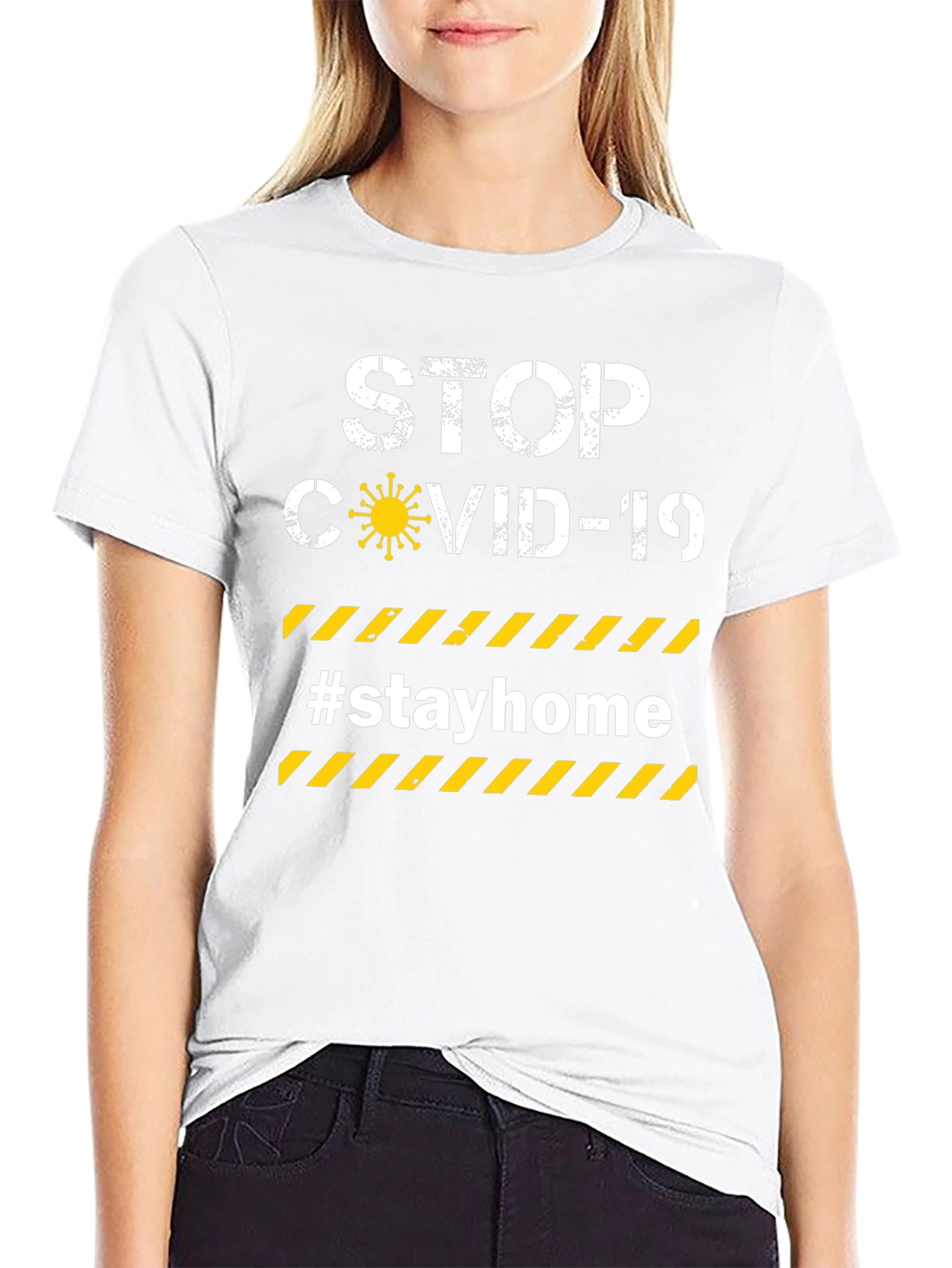 Stop Covid-19 #Stayhome Graphic T-Shirt