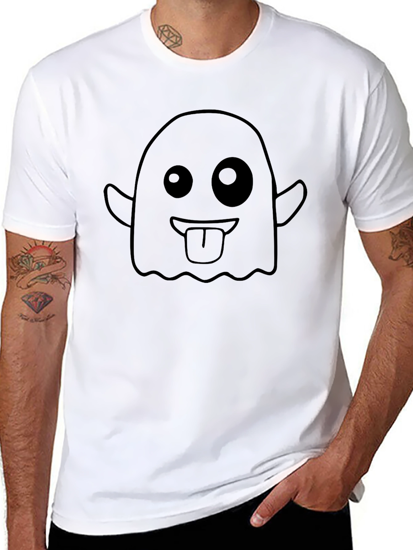 Funny Ghost Graphic T-Shirt - Black Cotton Tee