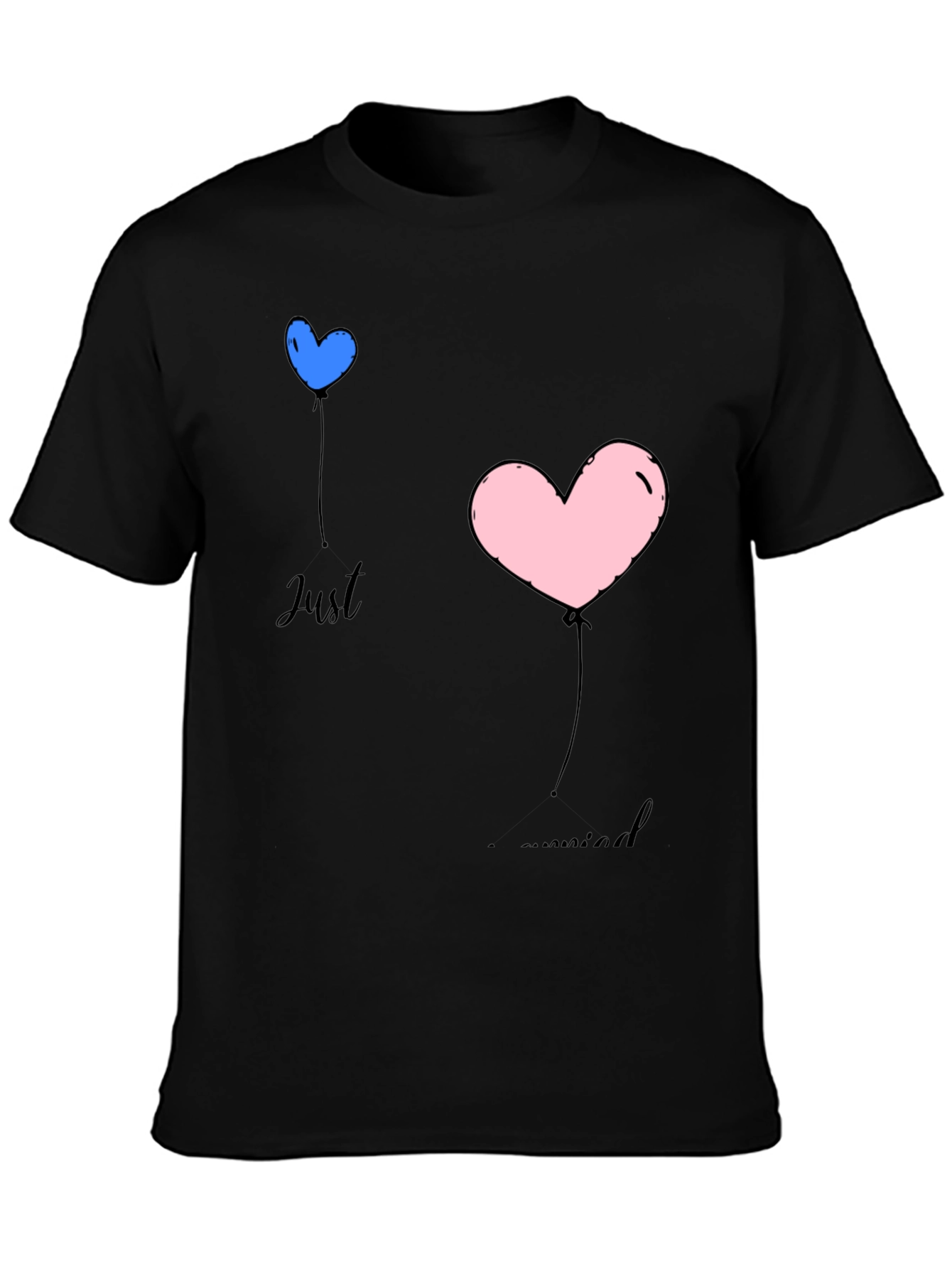 Just Married Heart Balloons Black T-Shirt