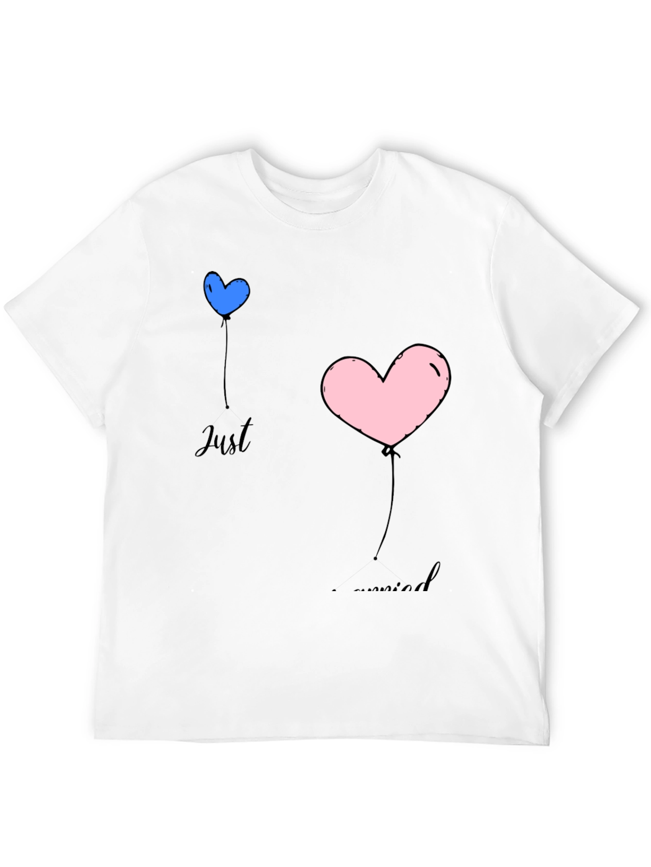 Just Married Heart Balloons Black T-Shirt