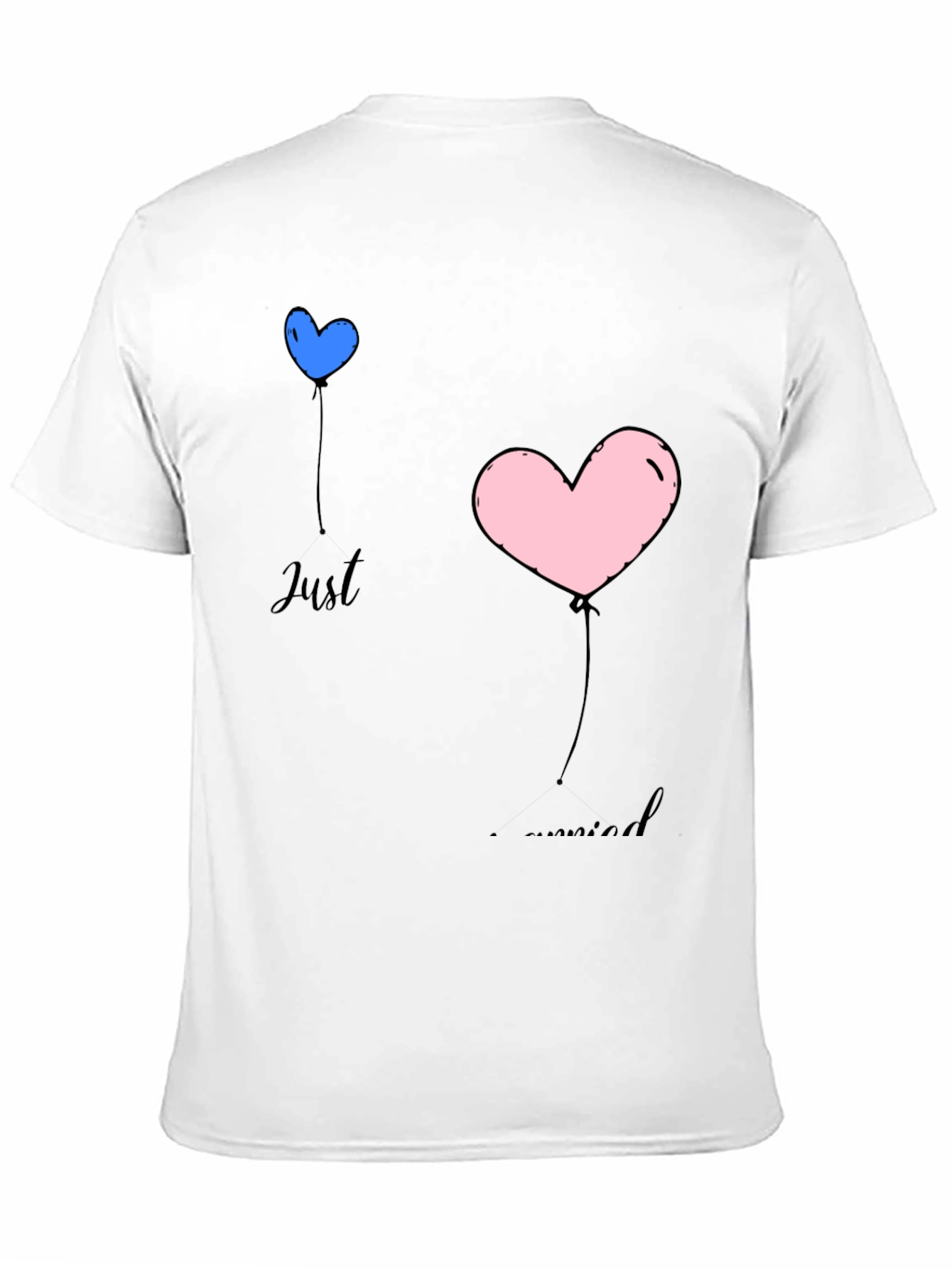 Just Married Heart Balloons Black T-Shirt