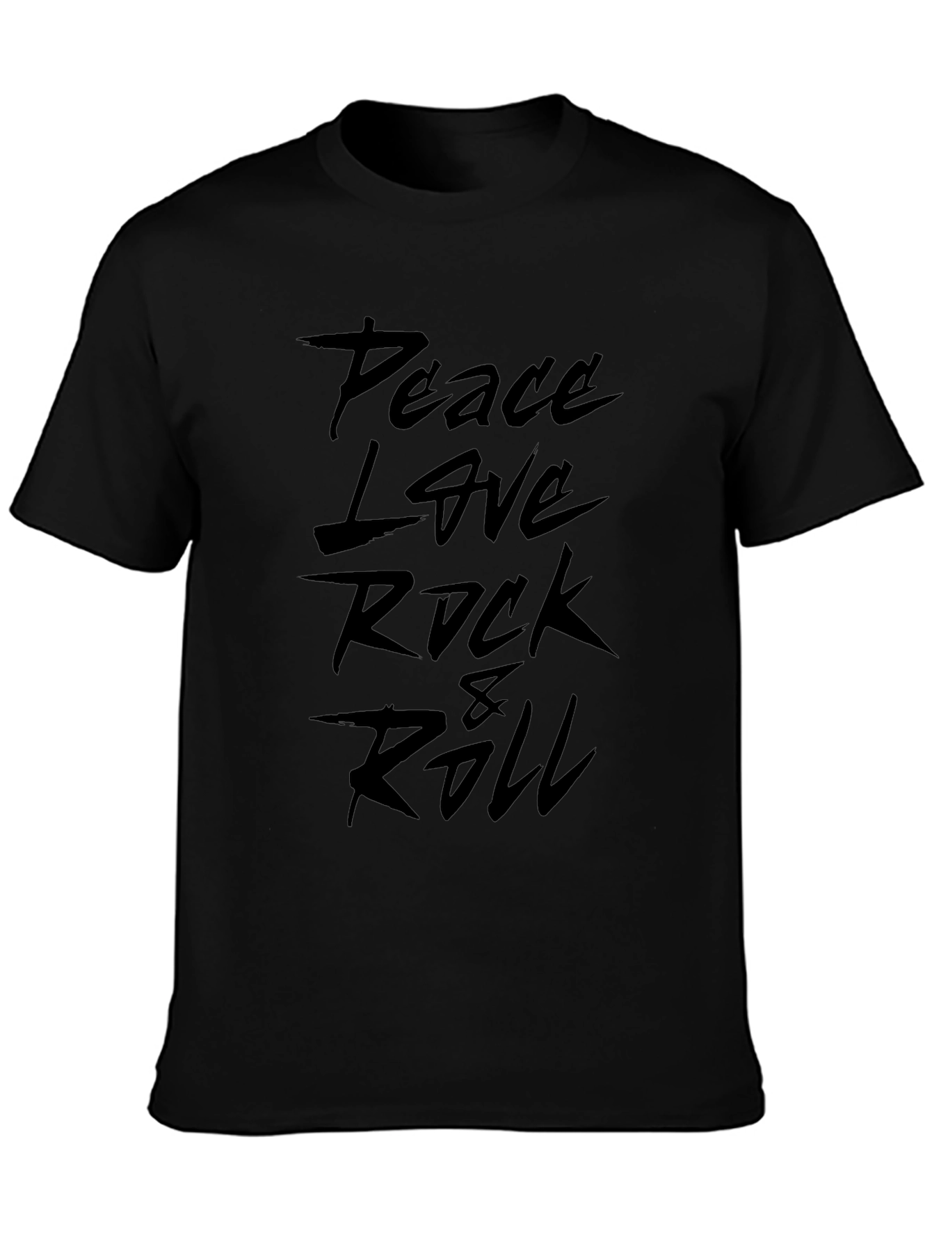 Peace Love Rock & Roll Black Graphic Tee