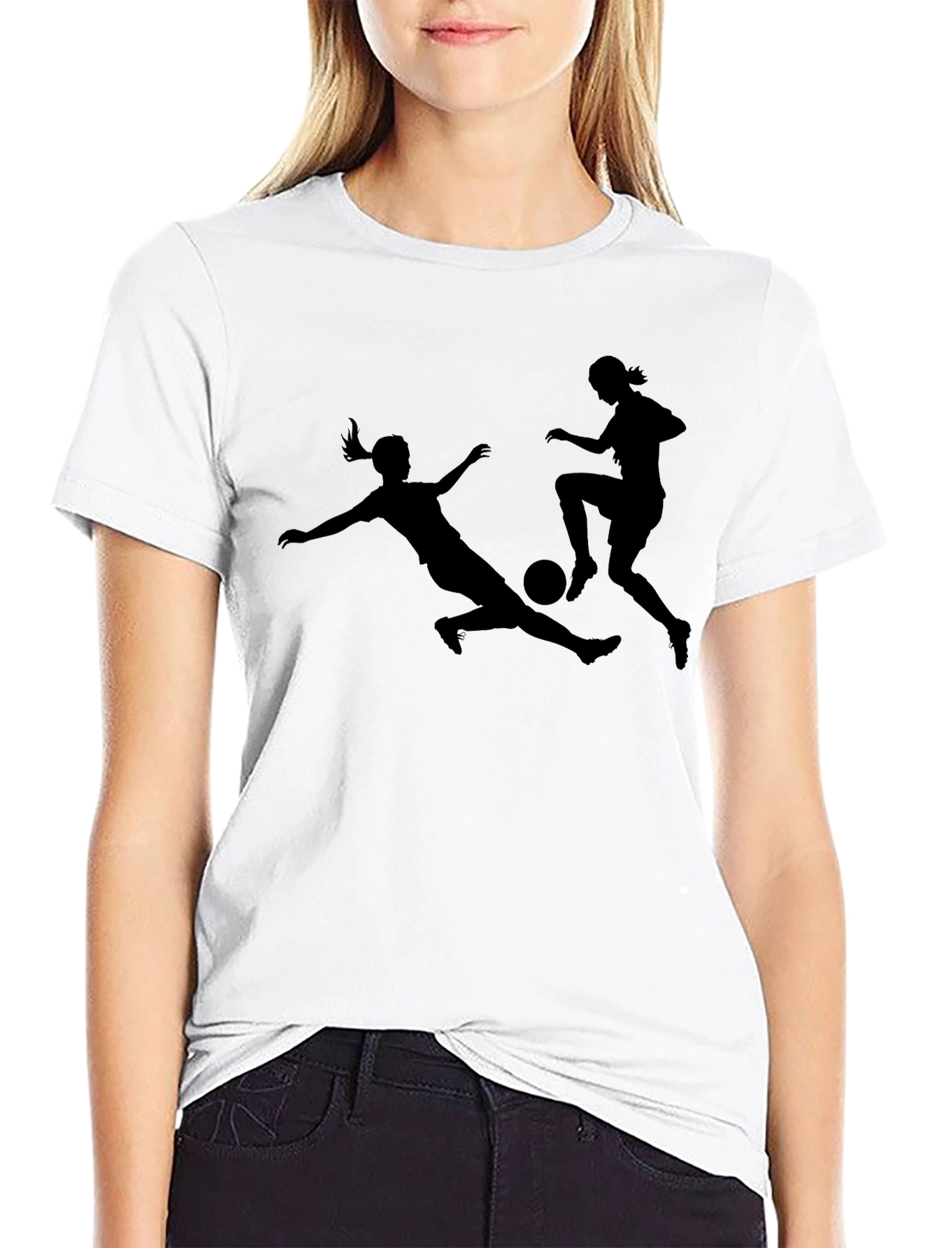 Womens Soccer Black Graphic Tee