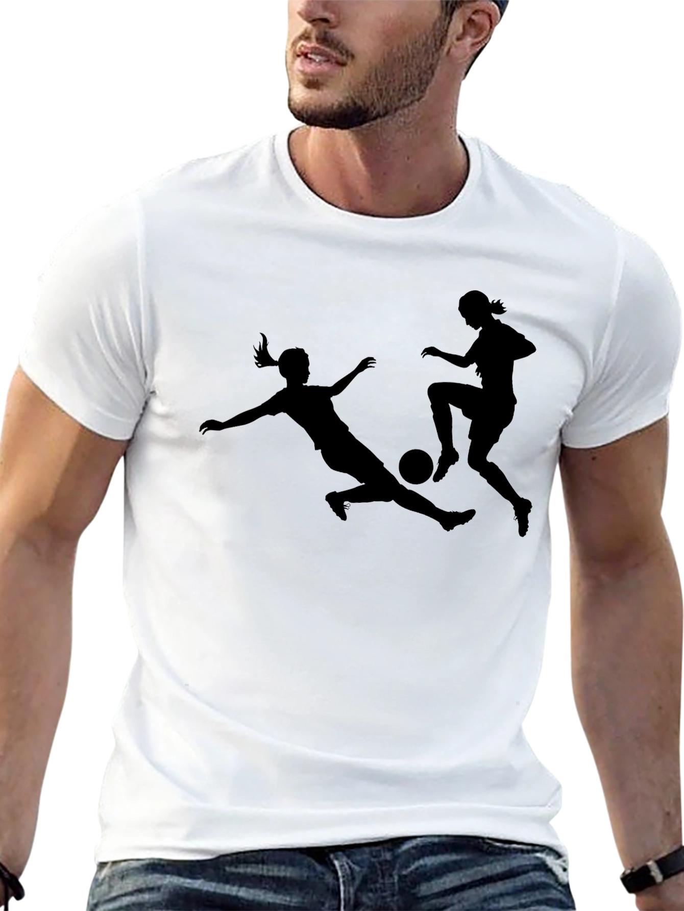 Womens Soccer Black Graphic Tee