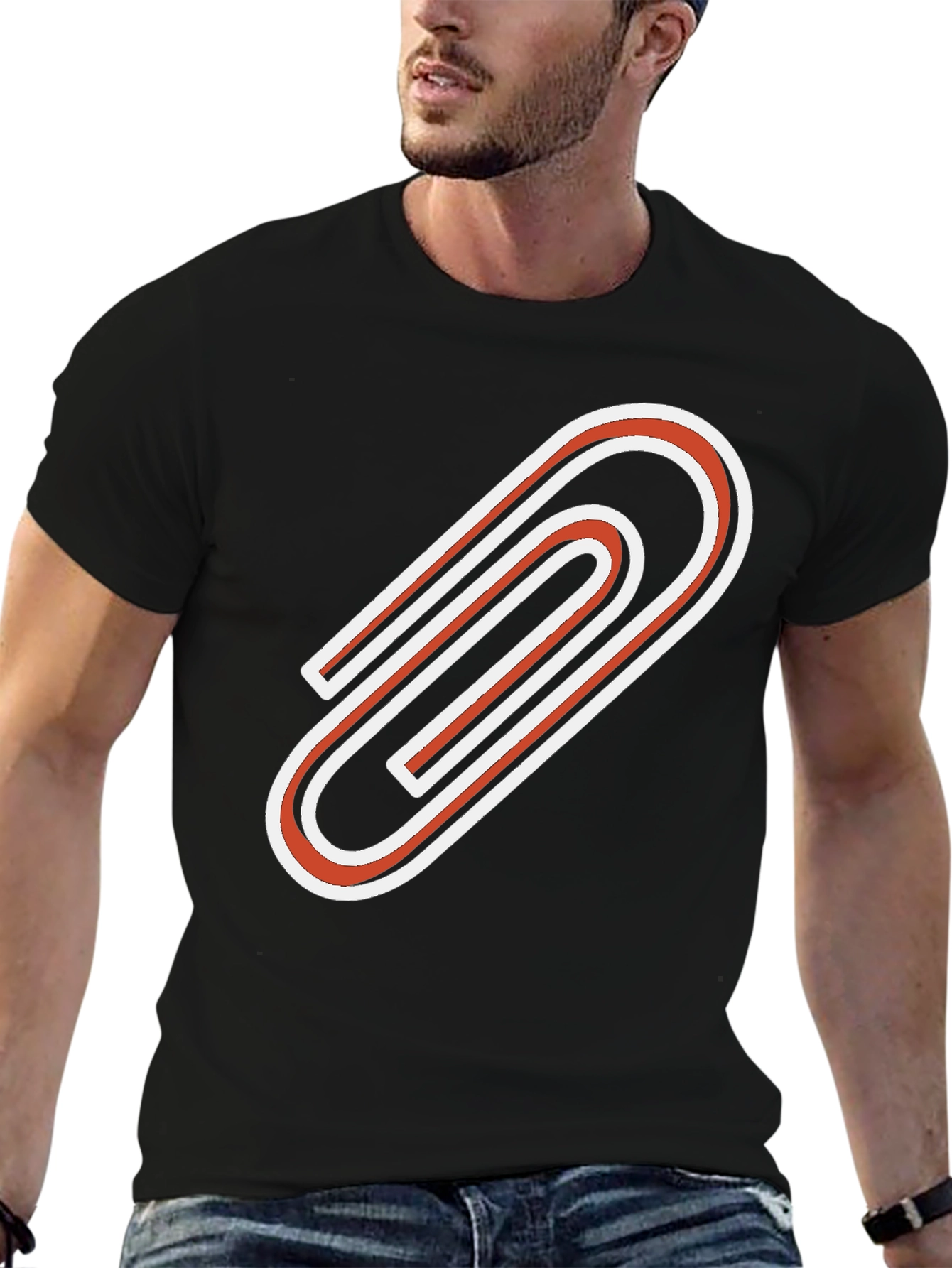 Statement Graphic Tee - Bold Paperclip Design