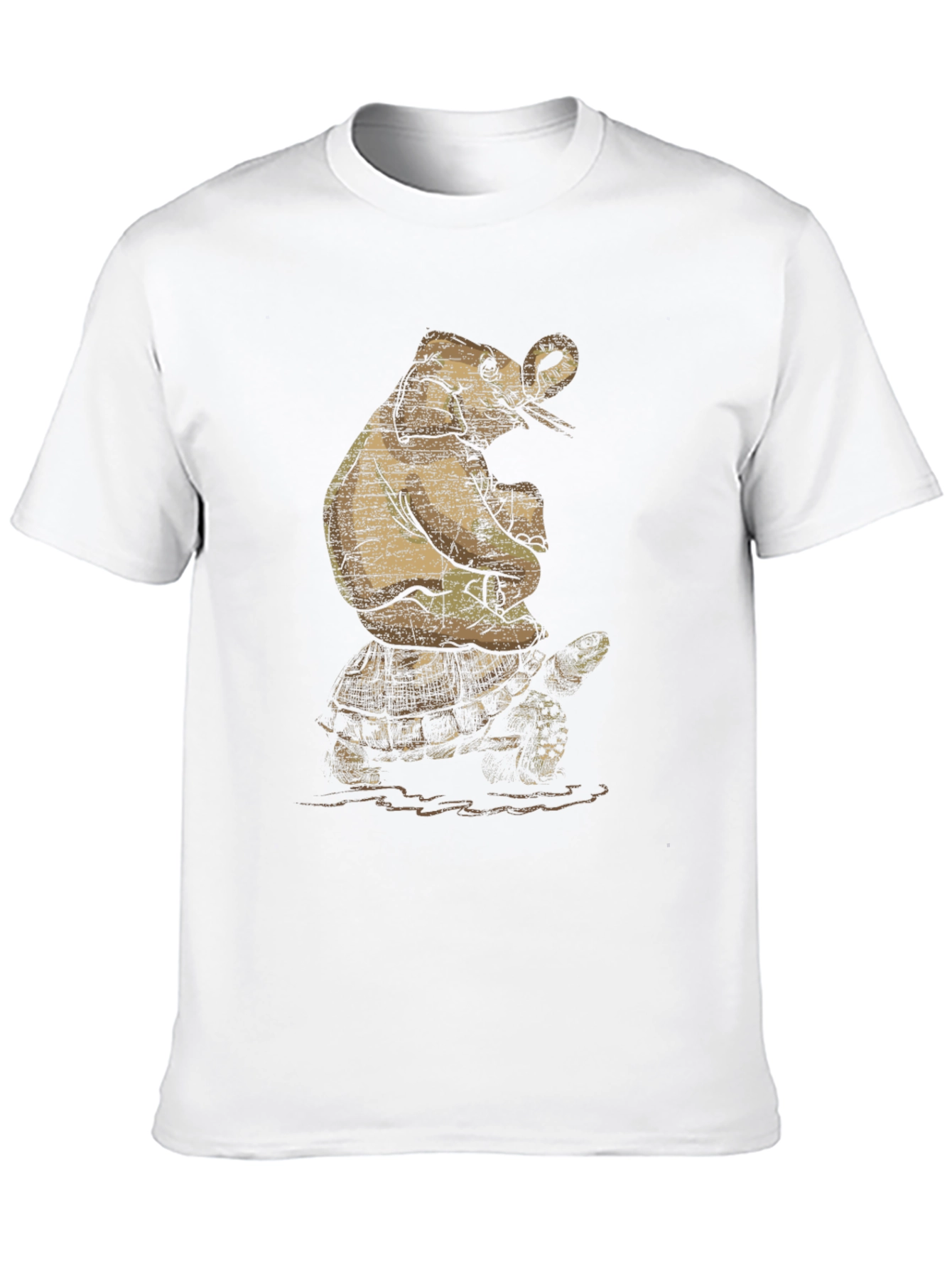 Elephant Riding Turtle Graphic T-Shirt