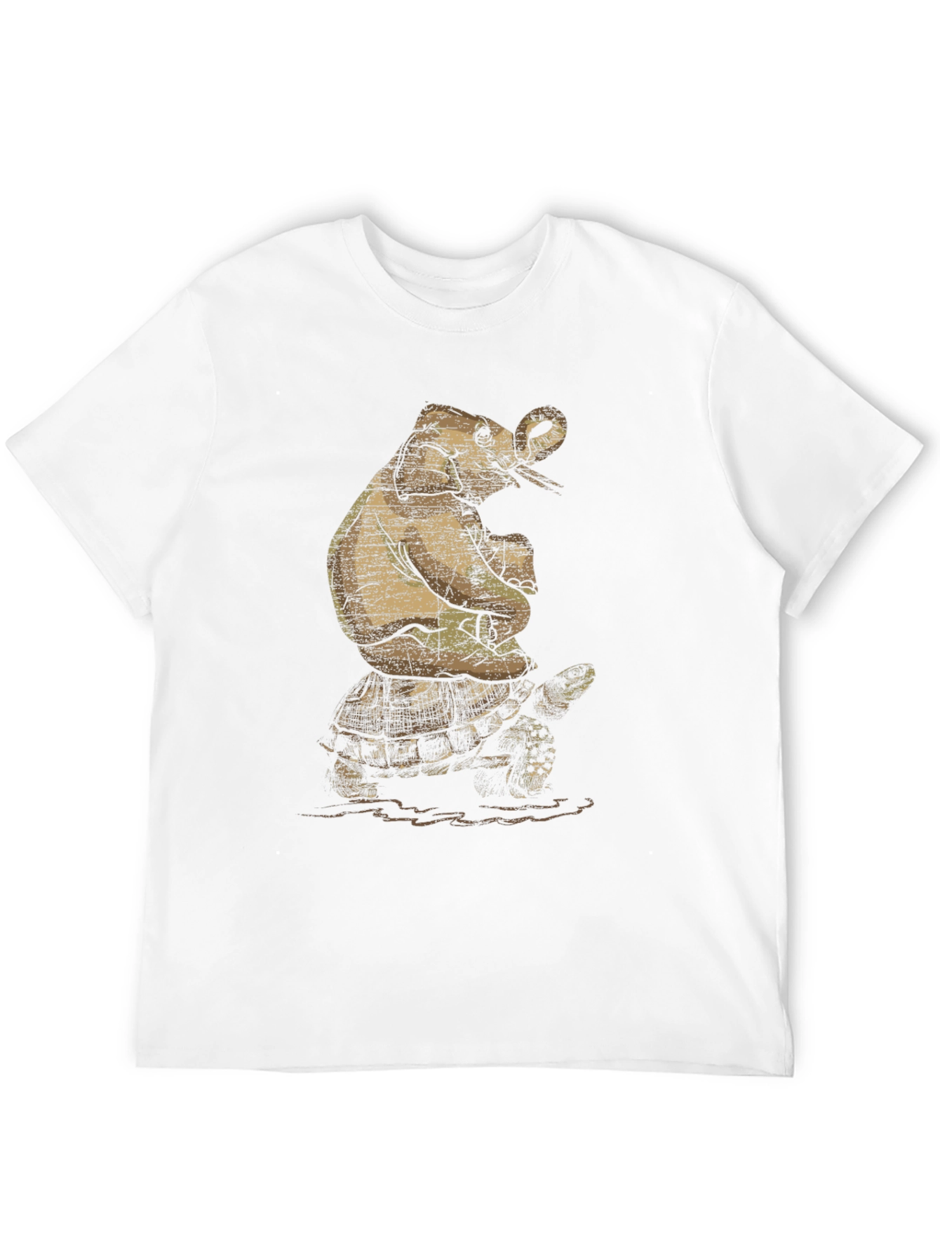 Elephant Riding Turtle Graphic T-Shirt