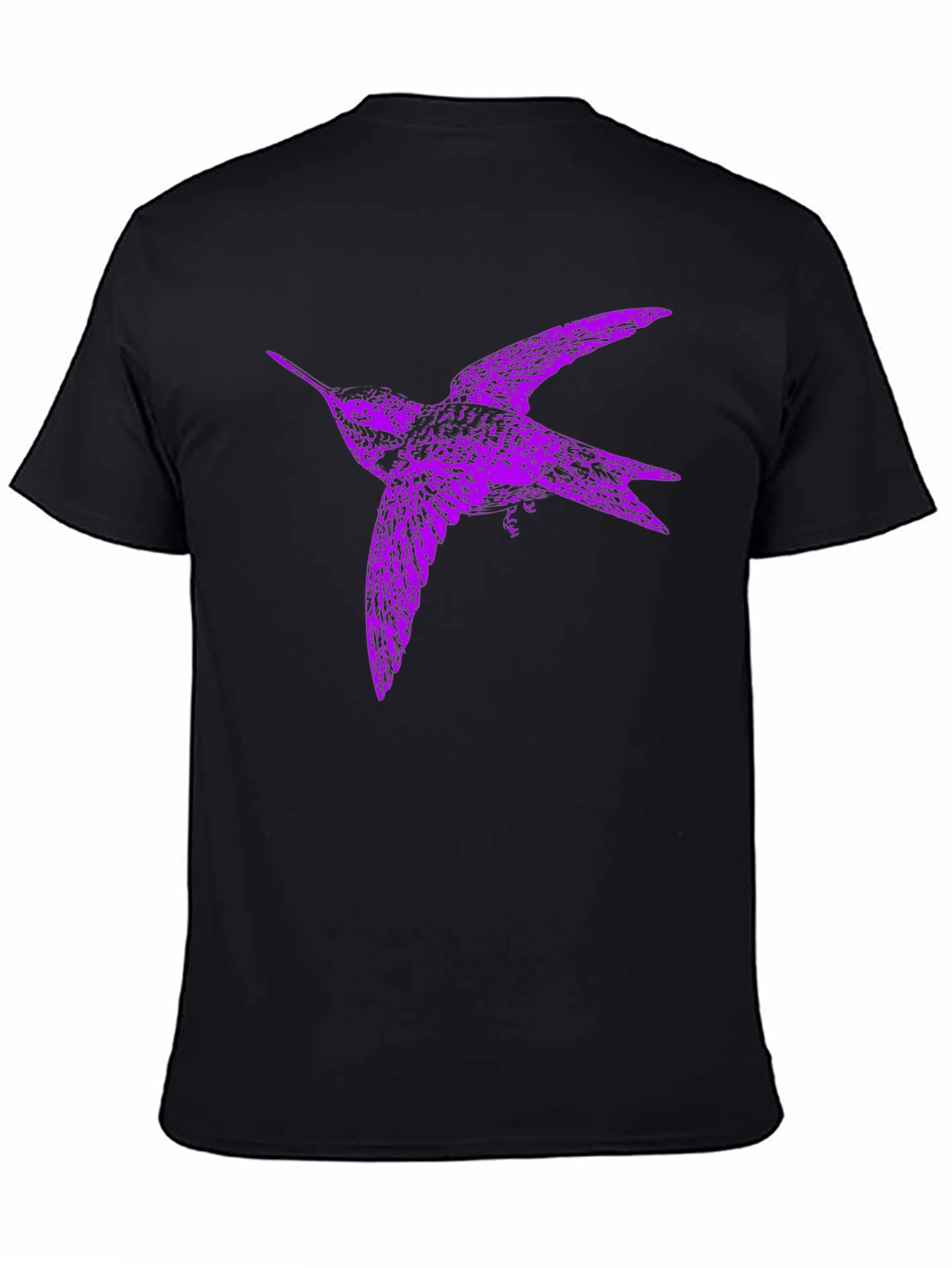 Purple Bird Graphic Tee - Black Cotton Blend T-Shirt