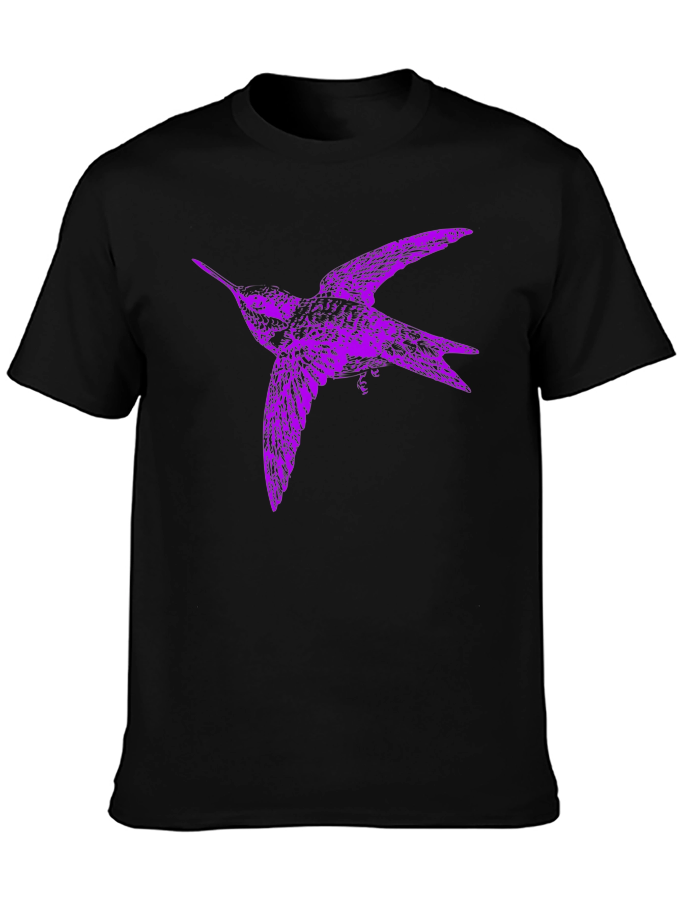 Purple Bird Graphic Tee - Black Cotton Blend T-Shirt