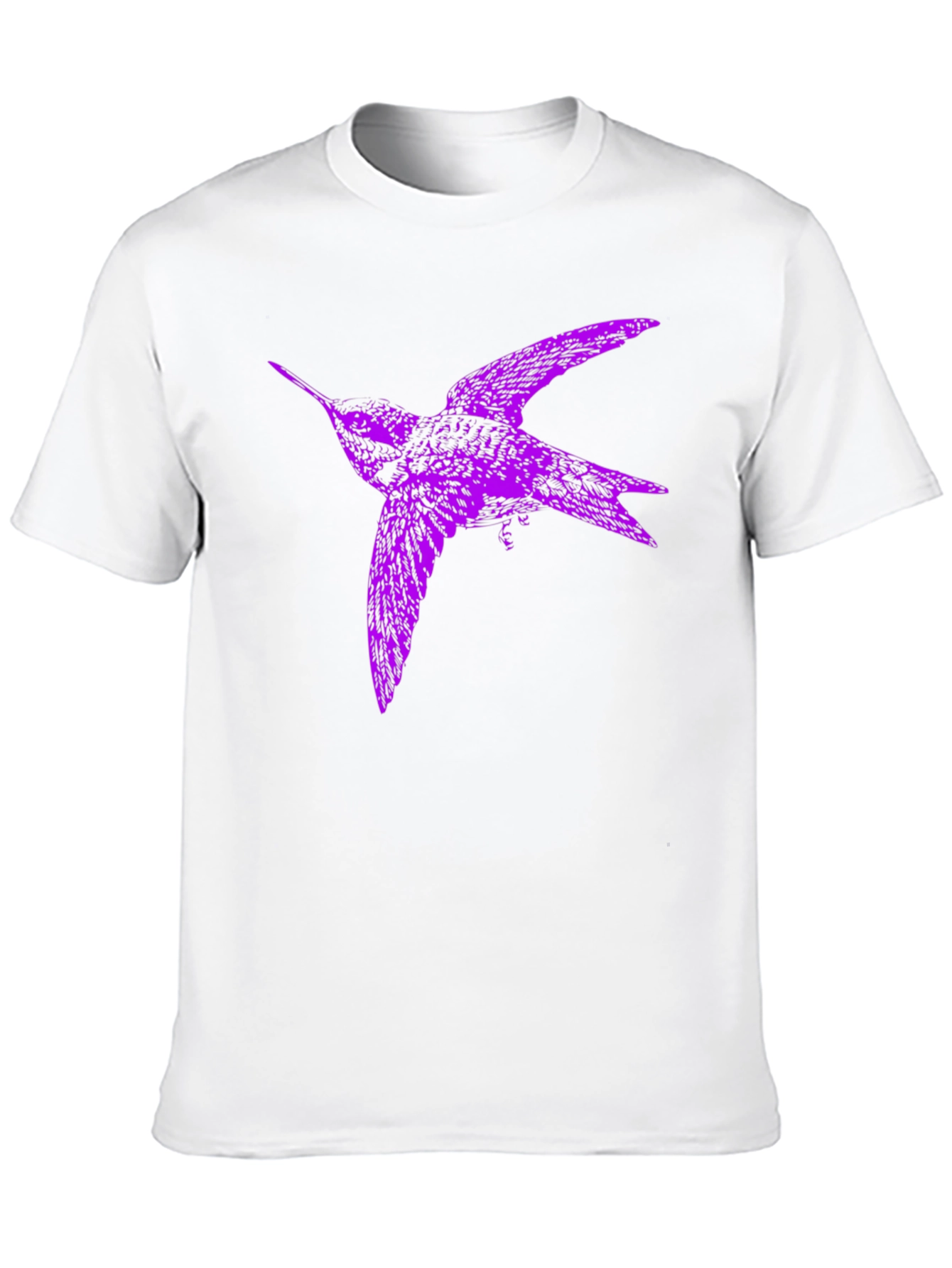 Purple Bird Graphic Tee - Black Cotton Blend T-Shirt