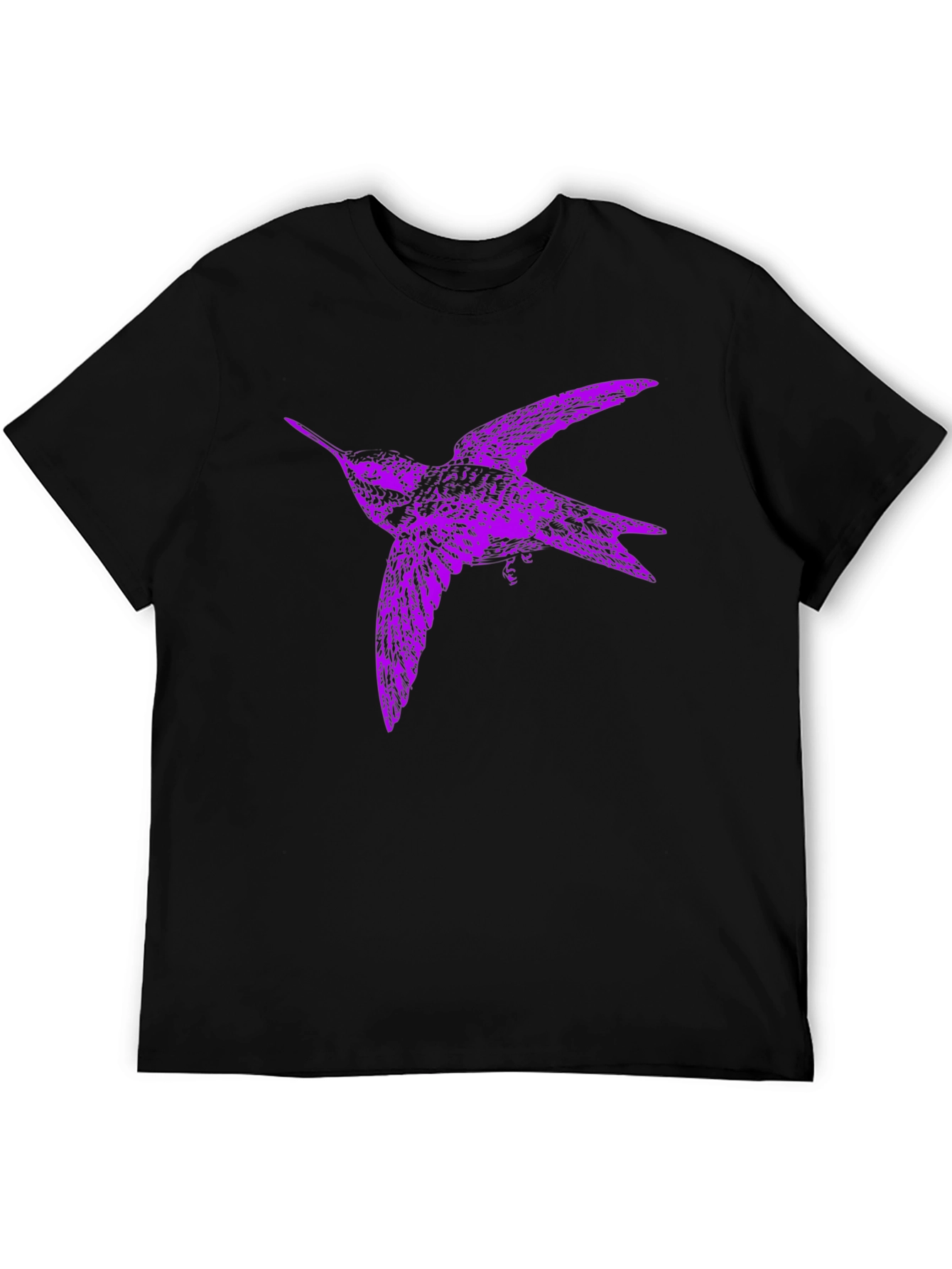 Purple Bird Graphic Tee - Black Cotton Blend T-Shirt