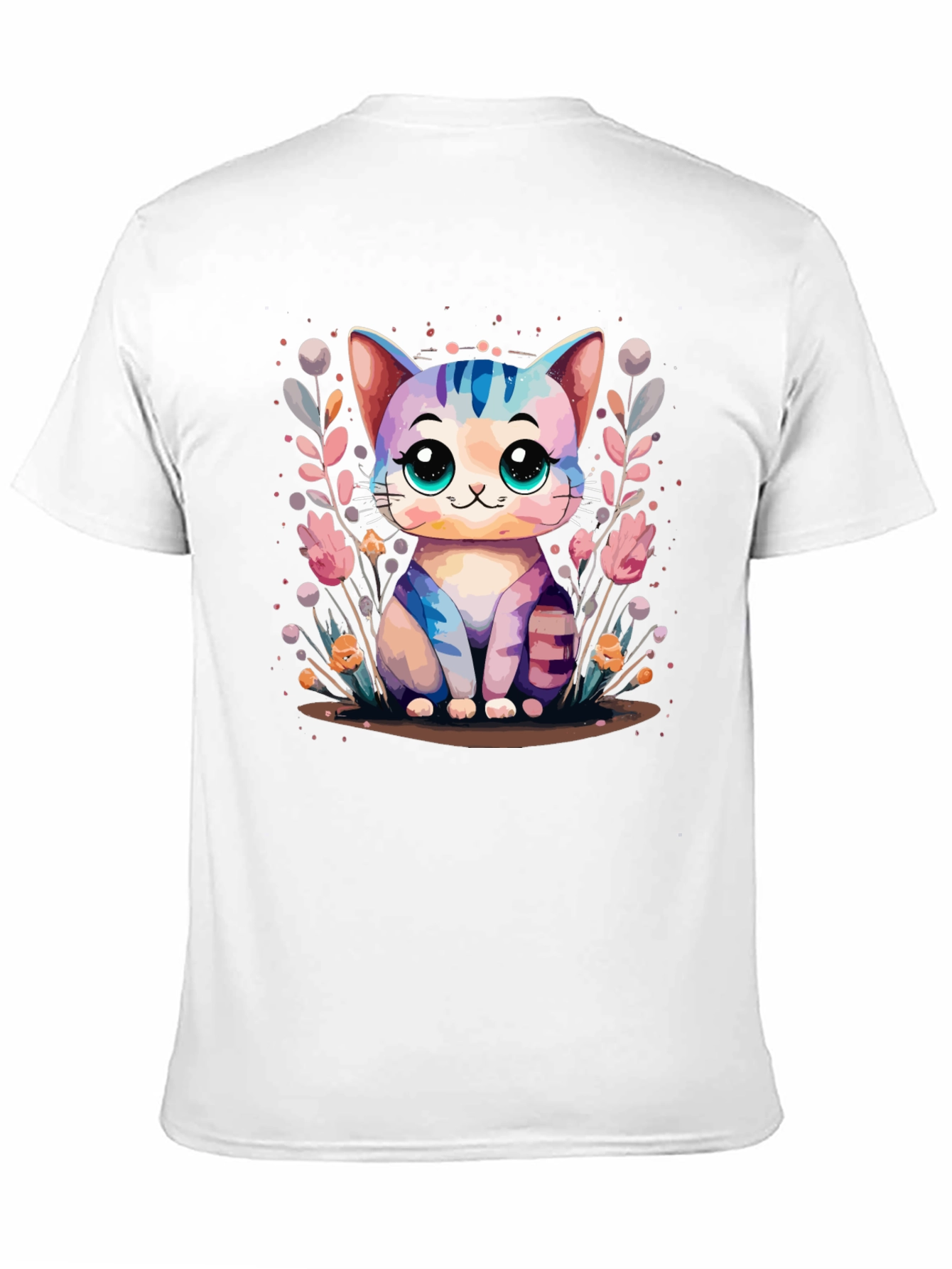 Cute Kawaii Cat Graphic Black T-Shirt