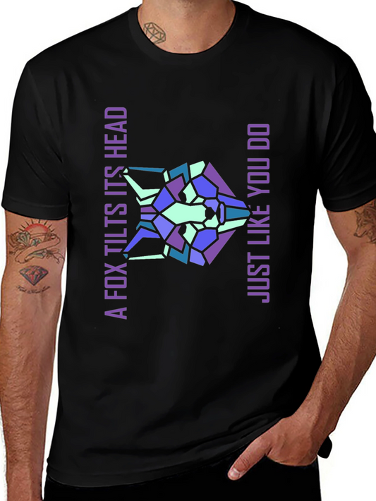 Geometric Fox Head Graphic T-Shirt