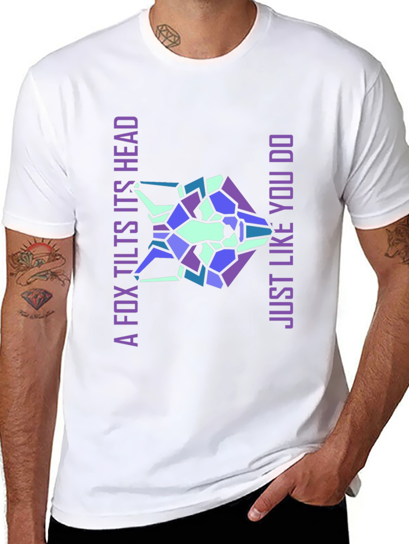 Geometric Fox Head Graphic T-Shirt
