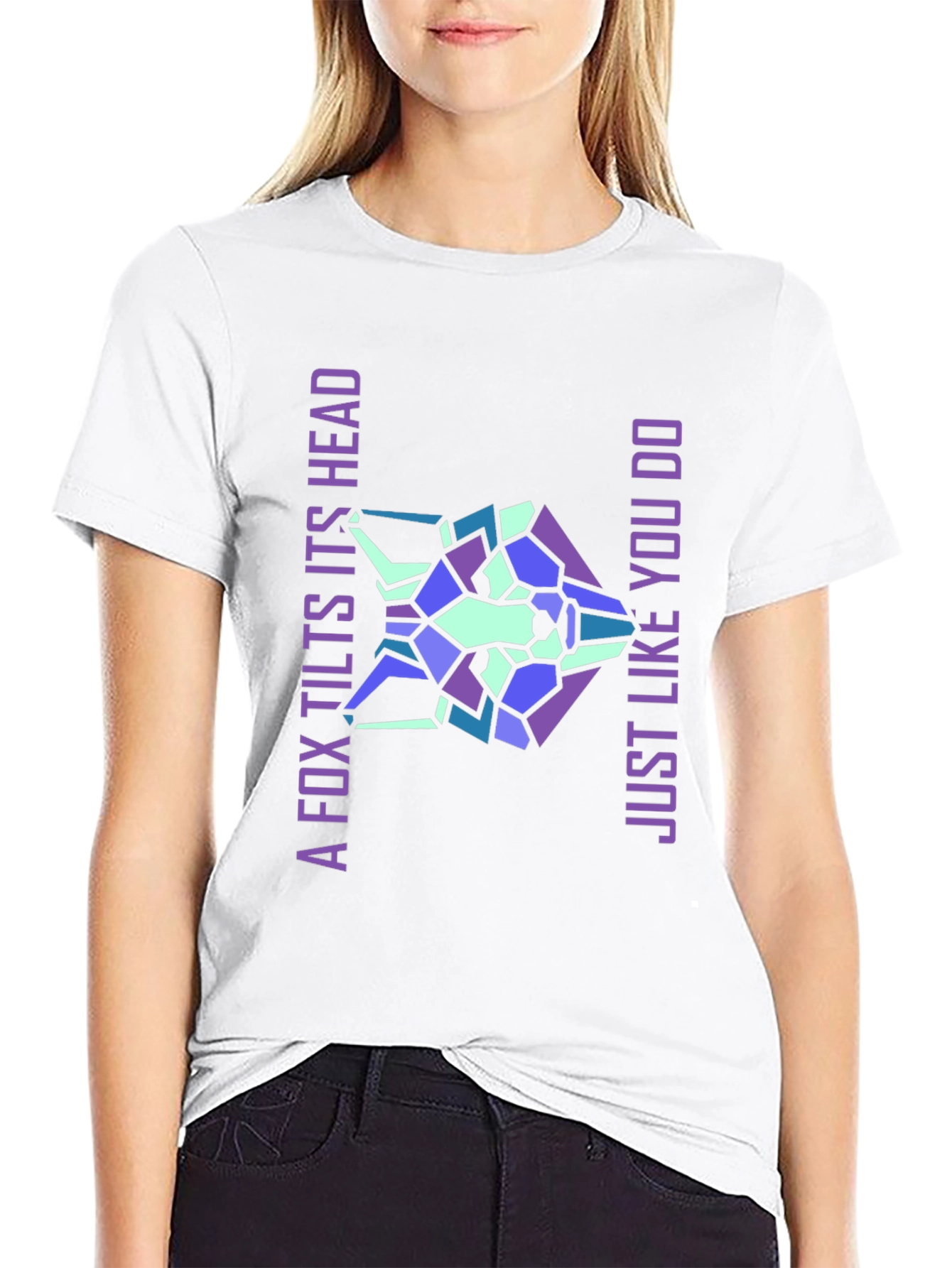 Geometric Fox Head Graphic T-Shirt