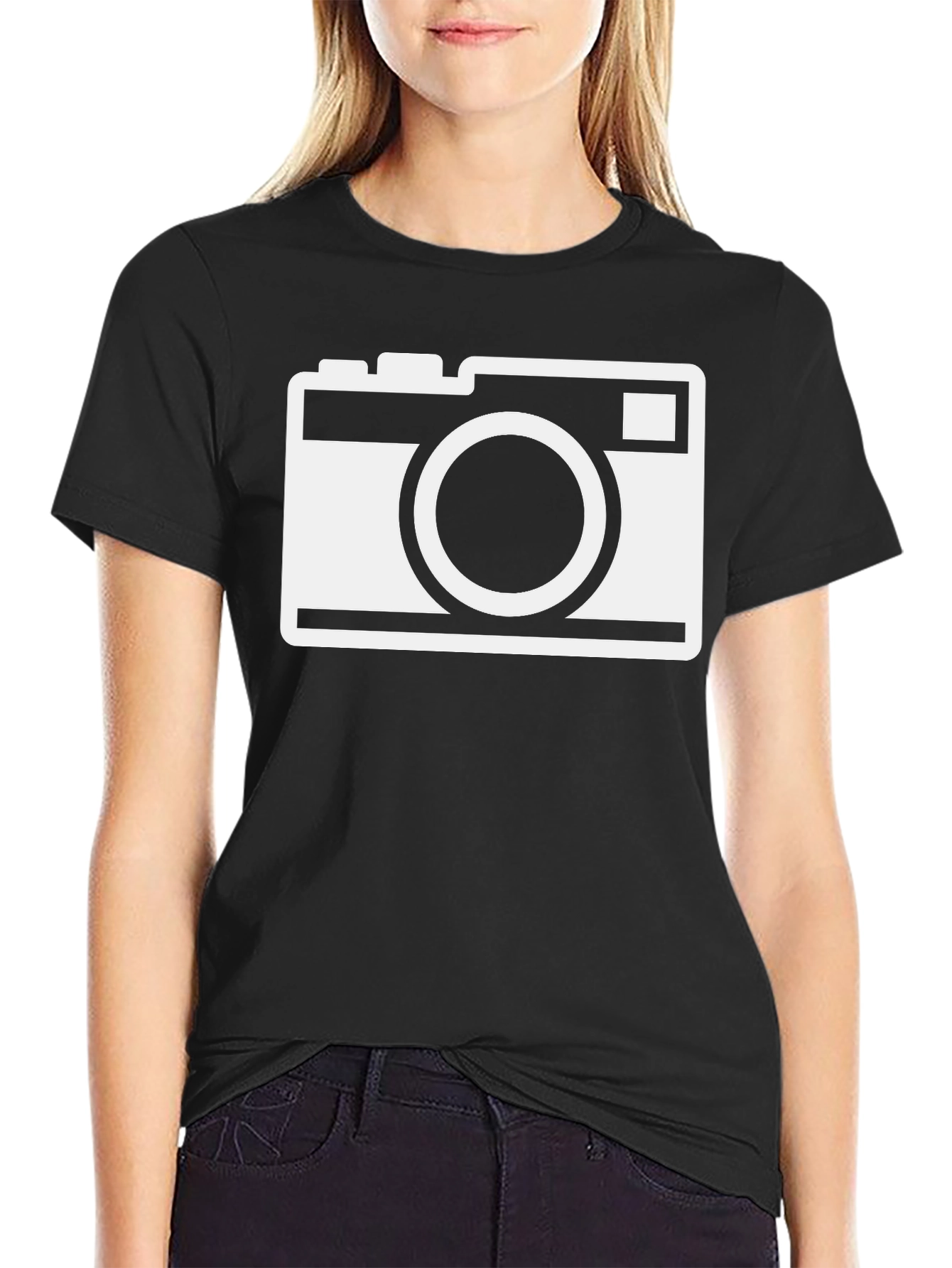 Camera Graphic Black T-Shirt - Stylish Photo Lover Tee