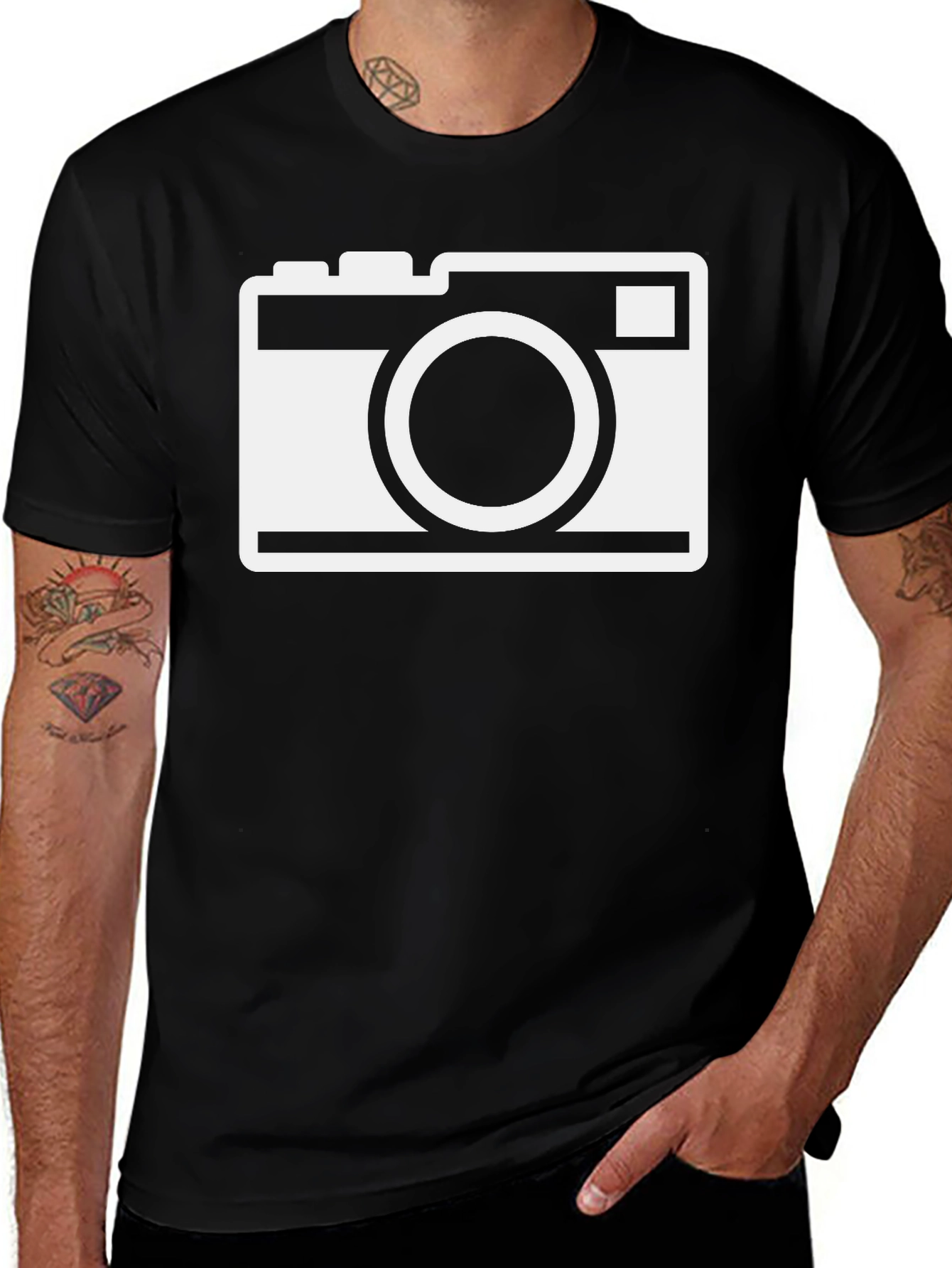 Camera Graphic Black T-Shirt - Stylish Photo Lover Tee