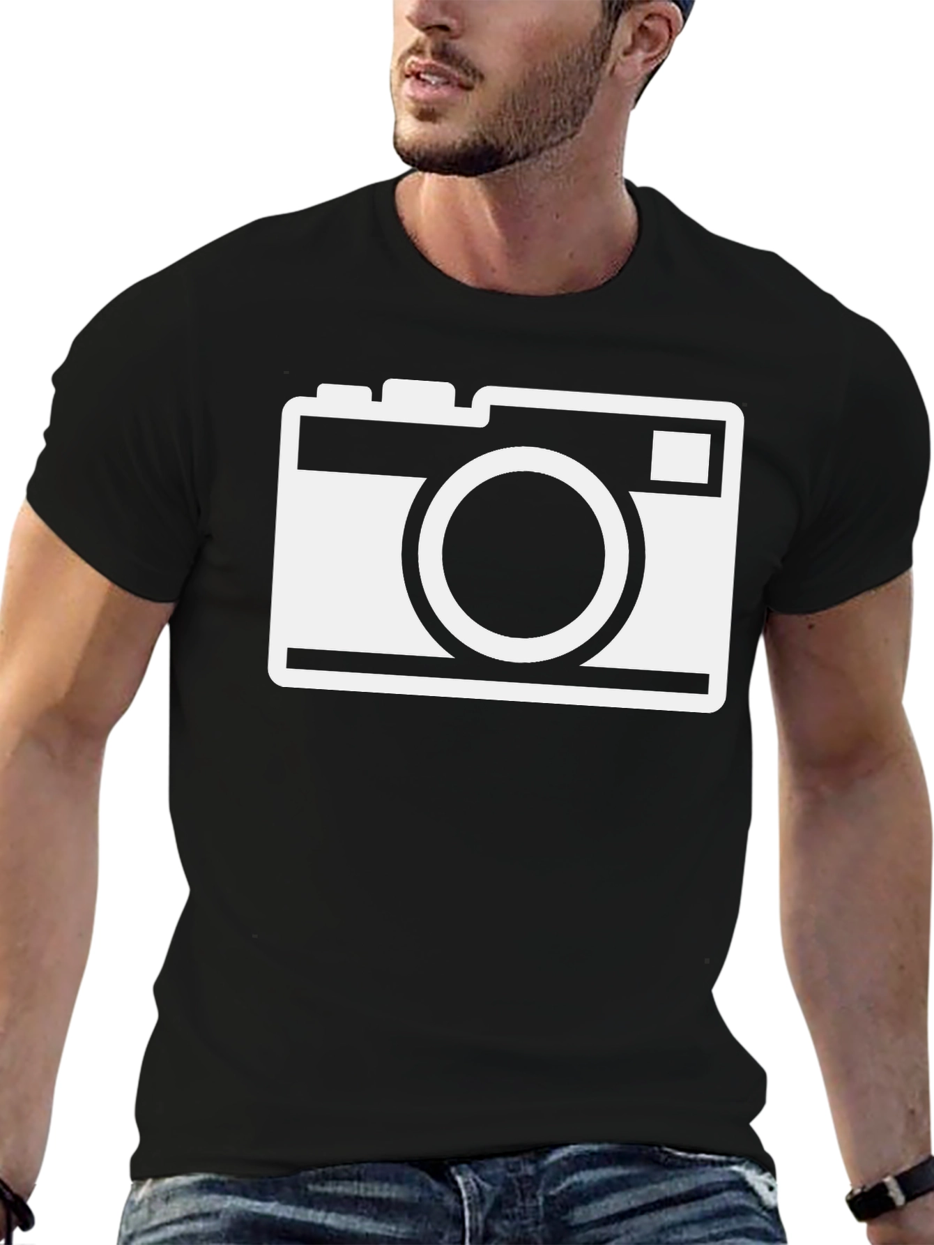 Camera Graphic Black T-Shirt - Stylish Photo Lover Tee