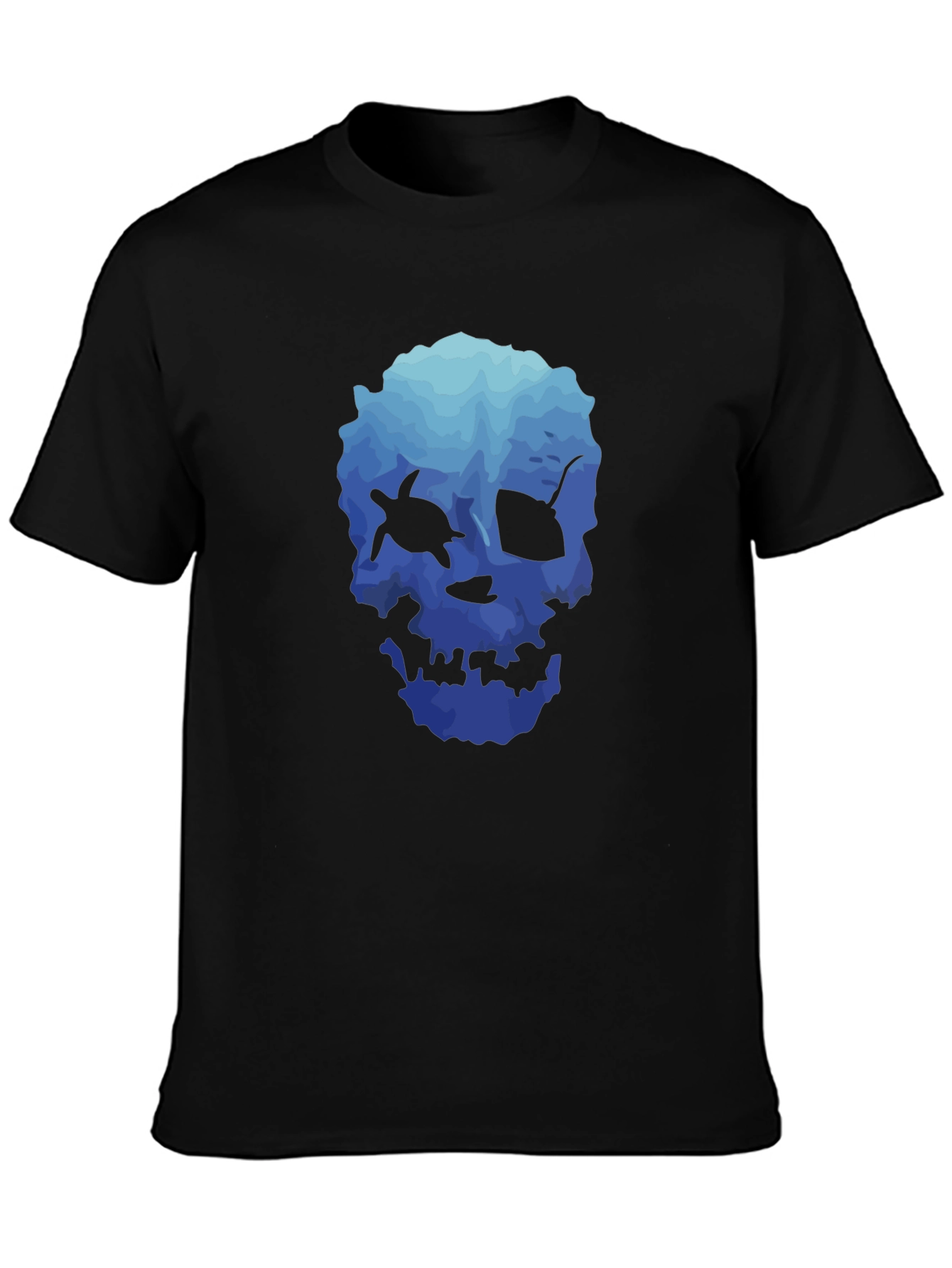 Ocean Skull Graphic Tee - Soft Black T-Shirt