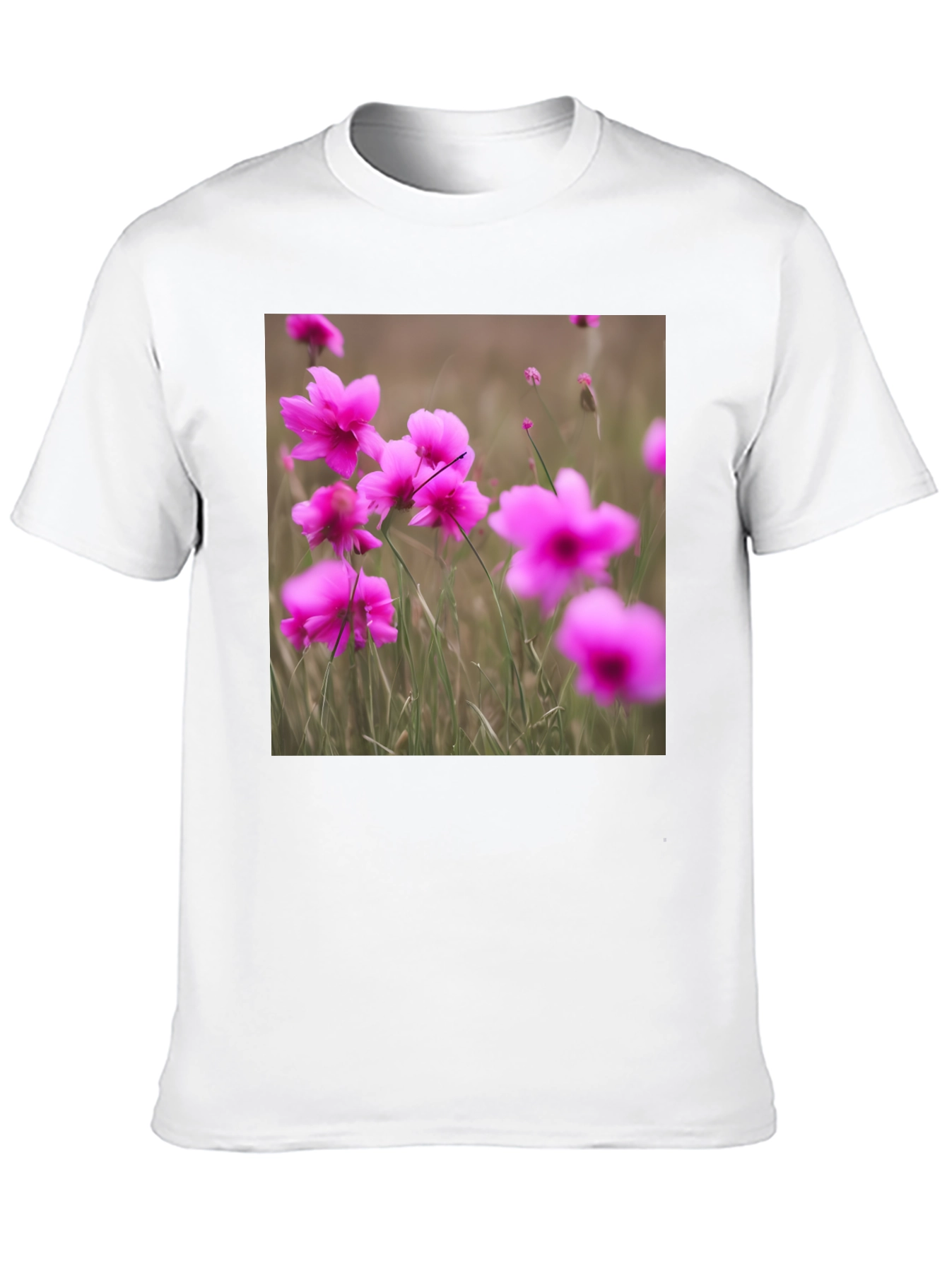 Black T-Shirt with Floral Design