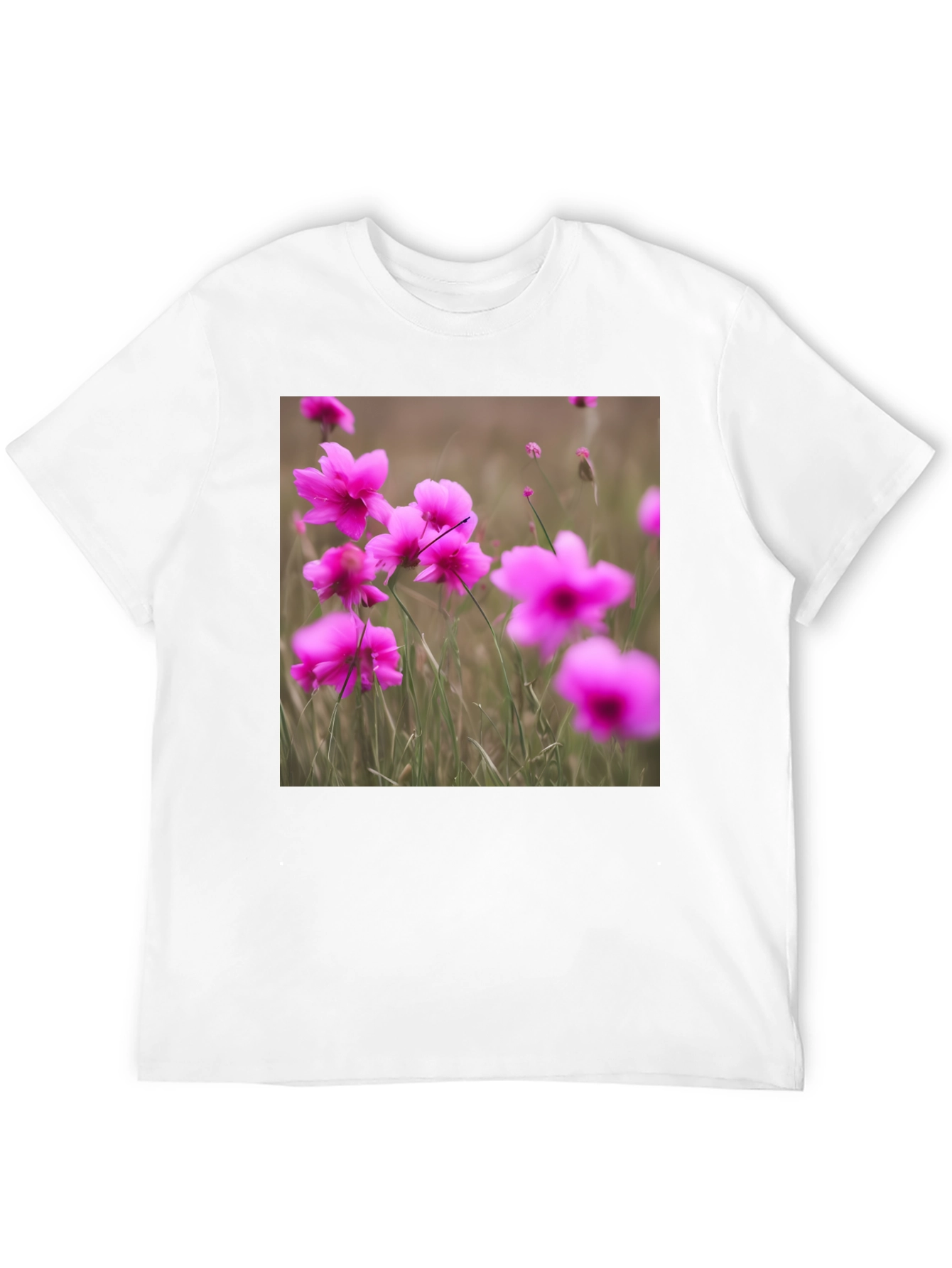 Black T-Shirt with Floral Design