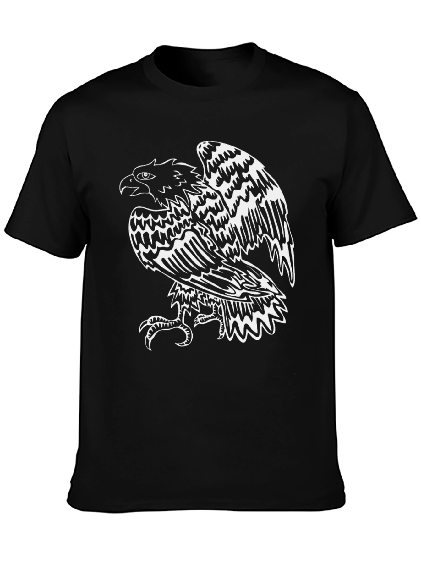 Bold Eagle Graphic Tee - Black Cotton T-Shirt