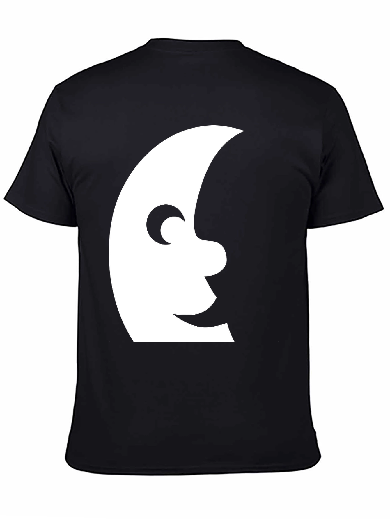 Mens Black T-Shirt with Moon Face Graphic