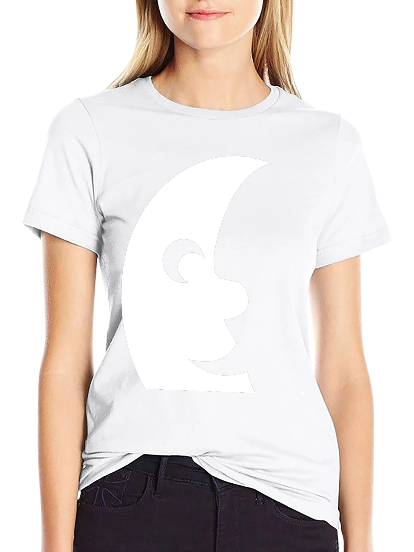 Mens Black T-Shirt with Moon Face Graphic