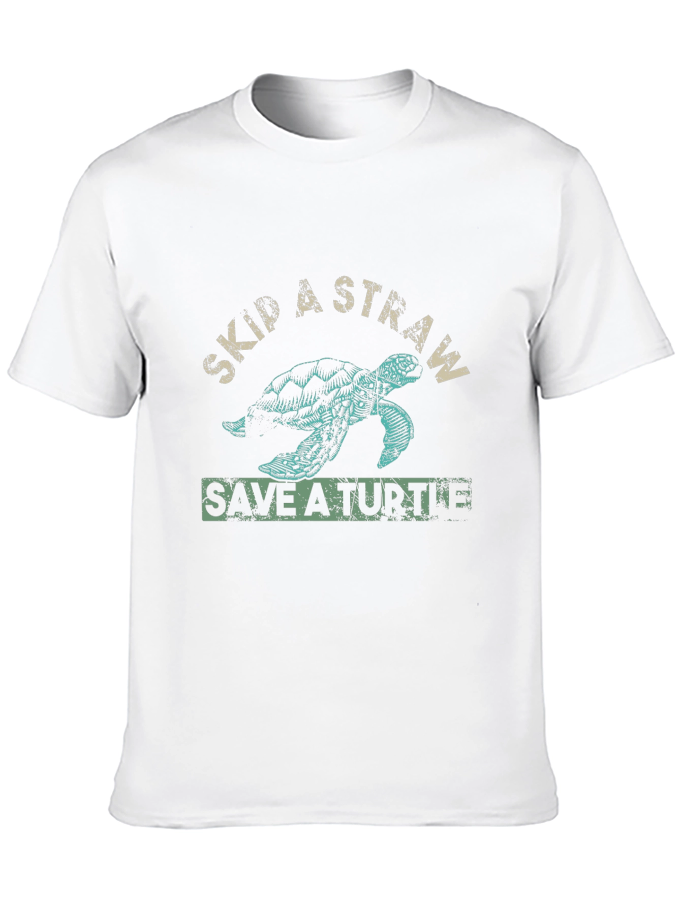 Skip a Straw Save a Turtle Black T-Shirt