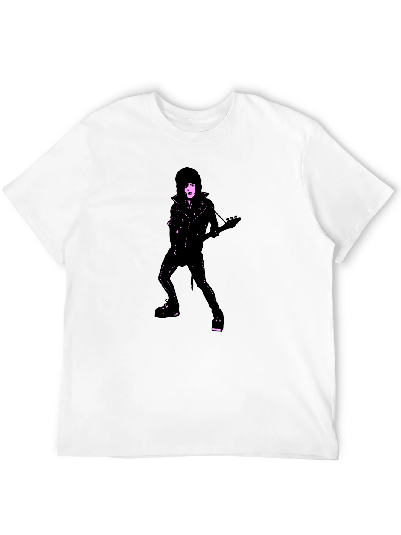 Black T-Shirt with Glam Rocker Graphic
