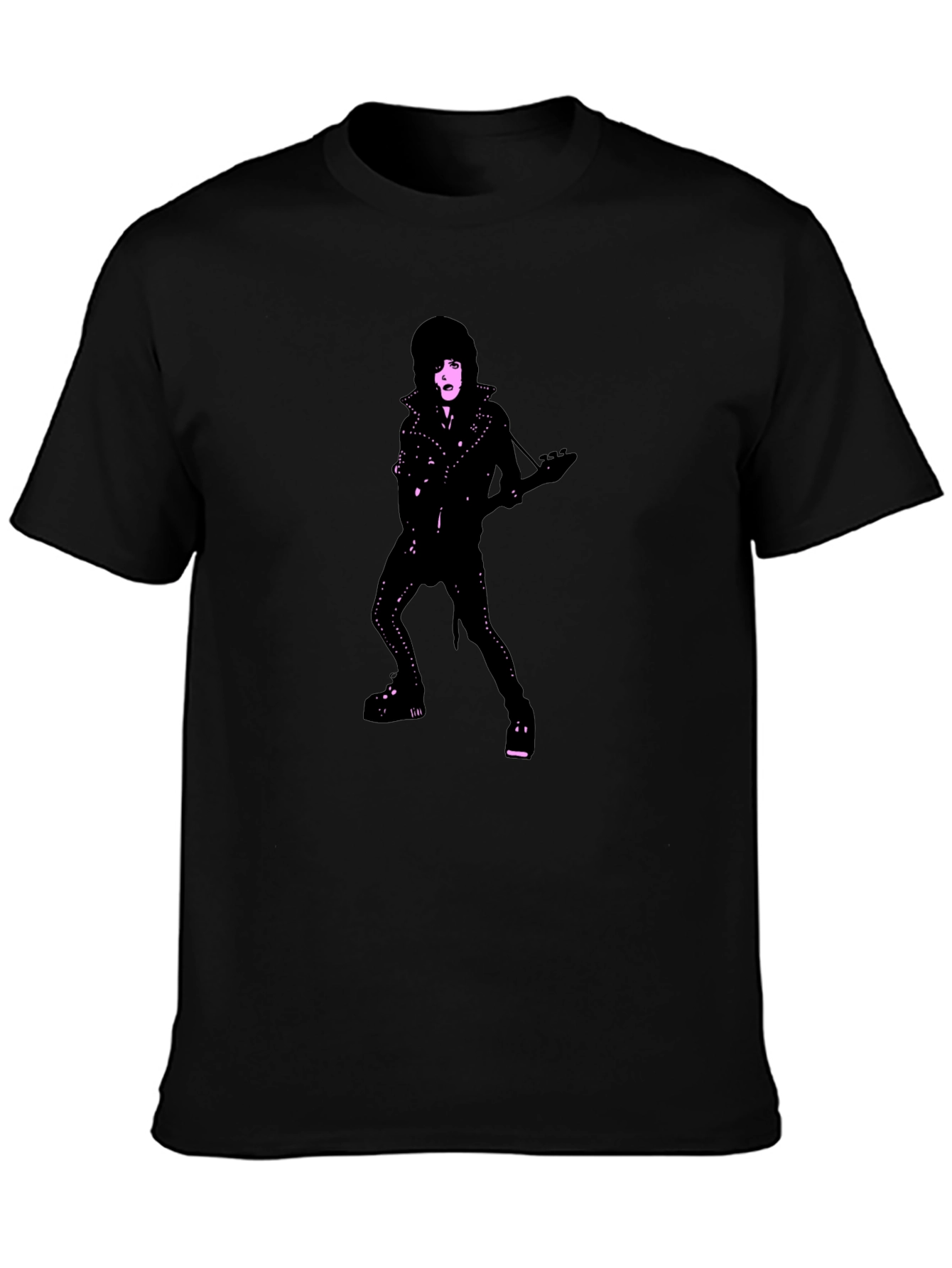 Black T-Shirt with Glam Rocker Graphic