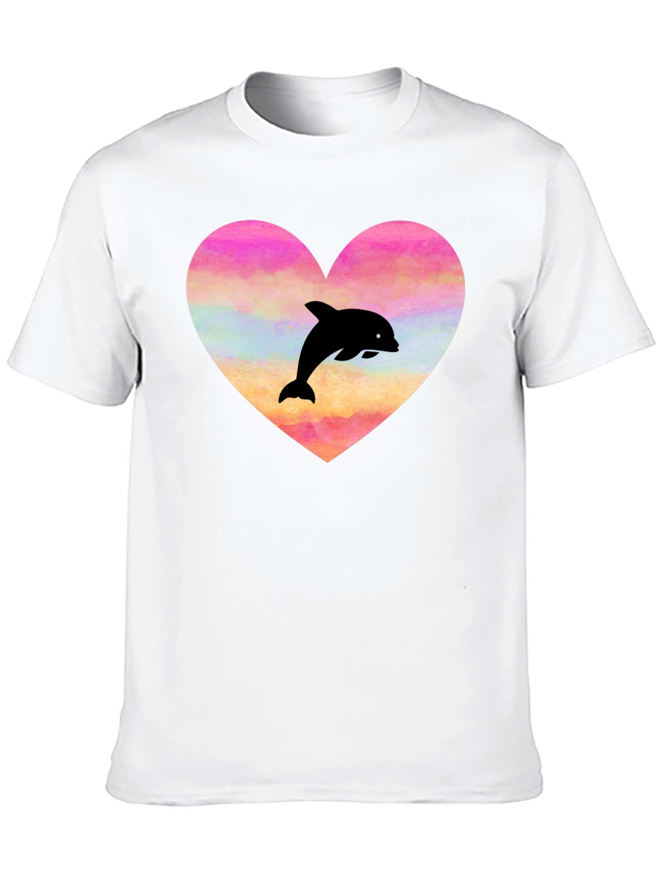 Heart Dolphin Graphic Tee - Black T-Shirt