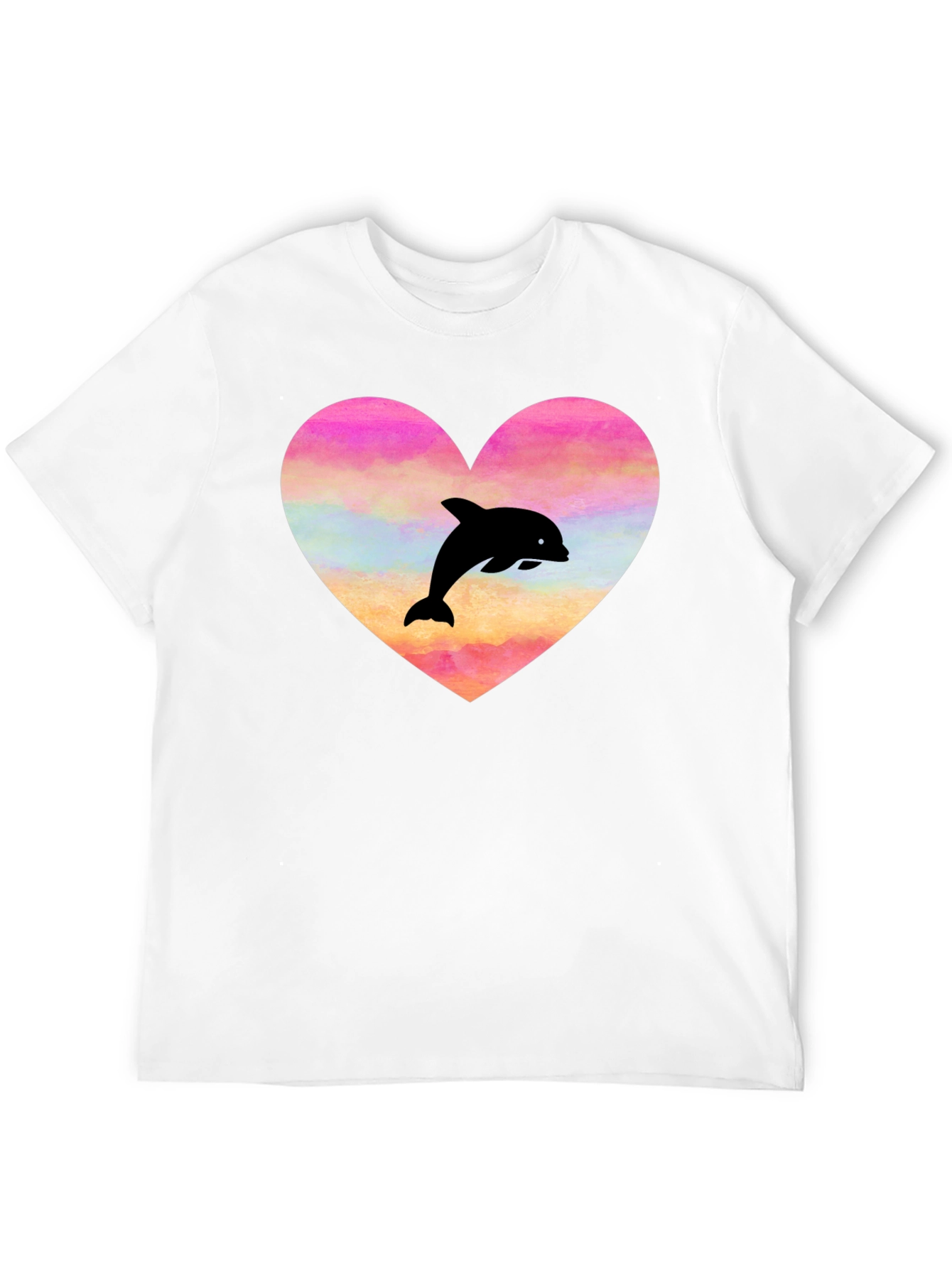 Heart Dolphin Graphic Tee - Black T-Shirt