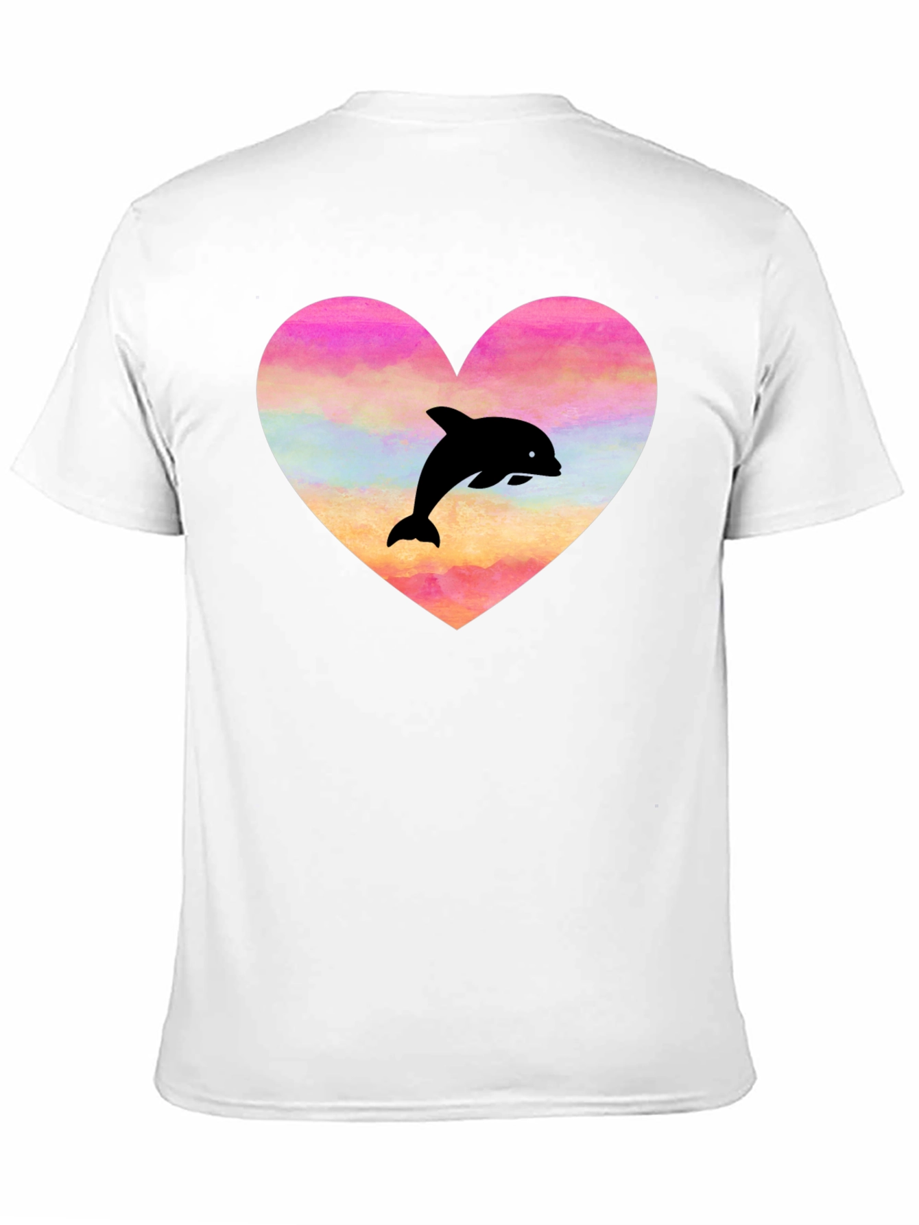 Heart Dolphin Graphic Tee - Black T-Shirt