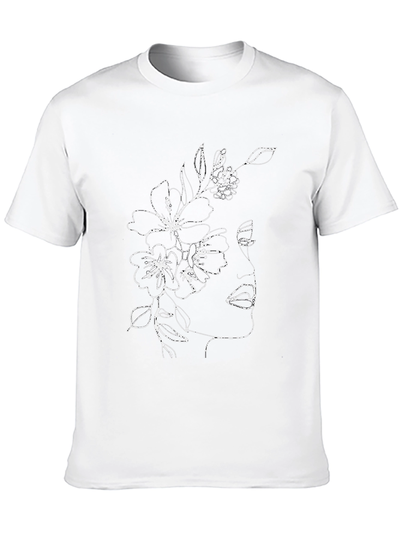 Floral Face Graphic Tee - Stylish Black T-Shirt